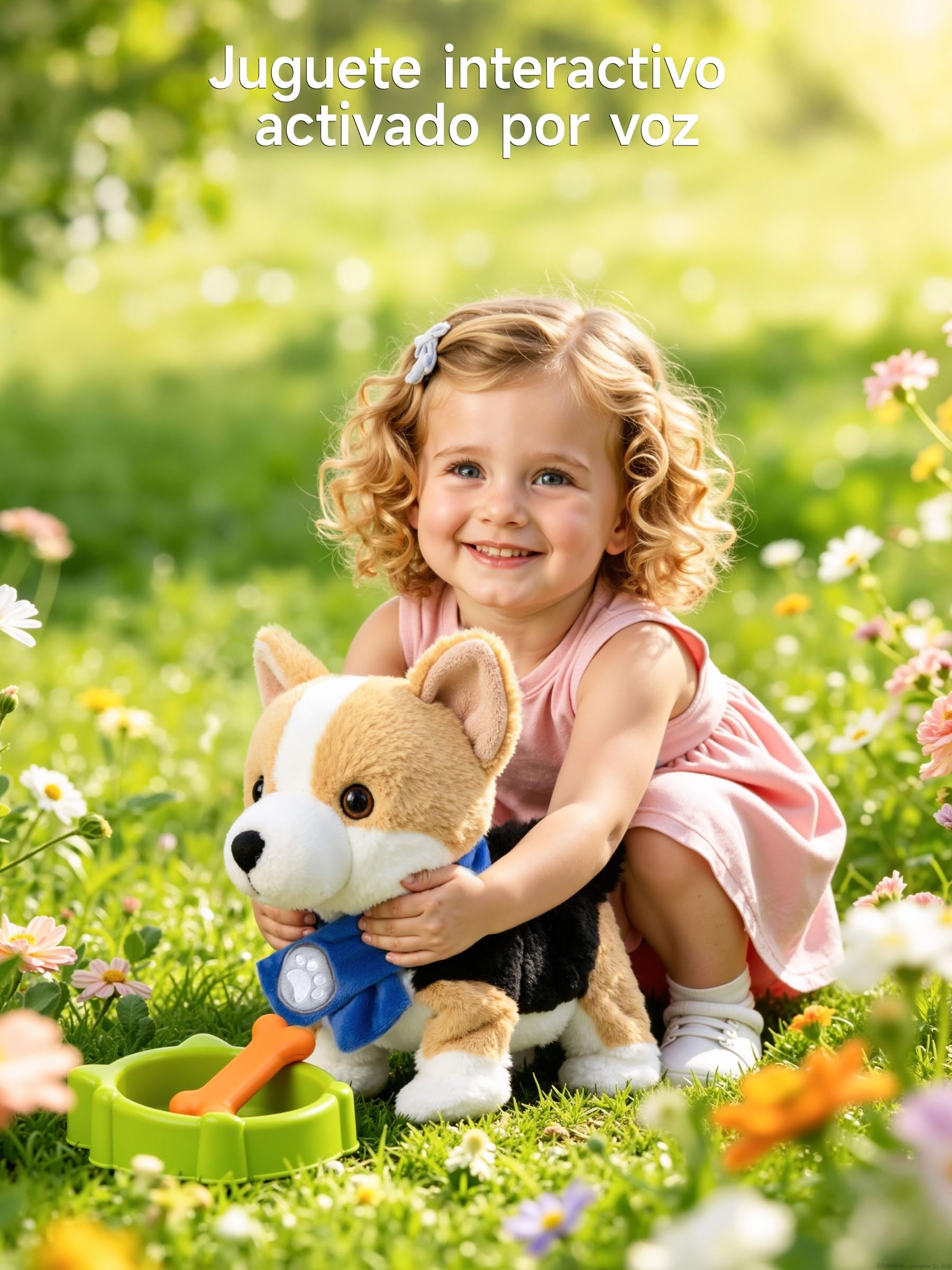 Perro Juguete con Control Vocal para Niños, Anda y Ladra, Habla, Mueve la Cola, Perro Interactivo Electrónico, Cachorro de Peluche de Animales, Regalo a Partir de 18 Meses