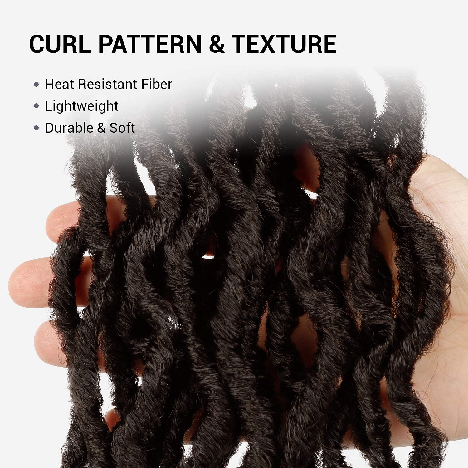 AU-THEN-TIC Faux Locs Wavy Crochet Hair,18 Inch, 6 Pack, Pre-Looped Synthetic Extensions for Dreadlock and U-Loc Styles,(4-MediumDarkBrown)