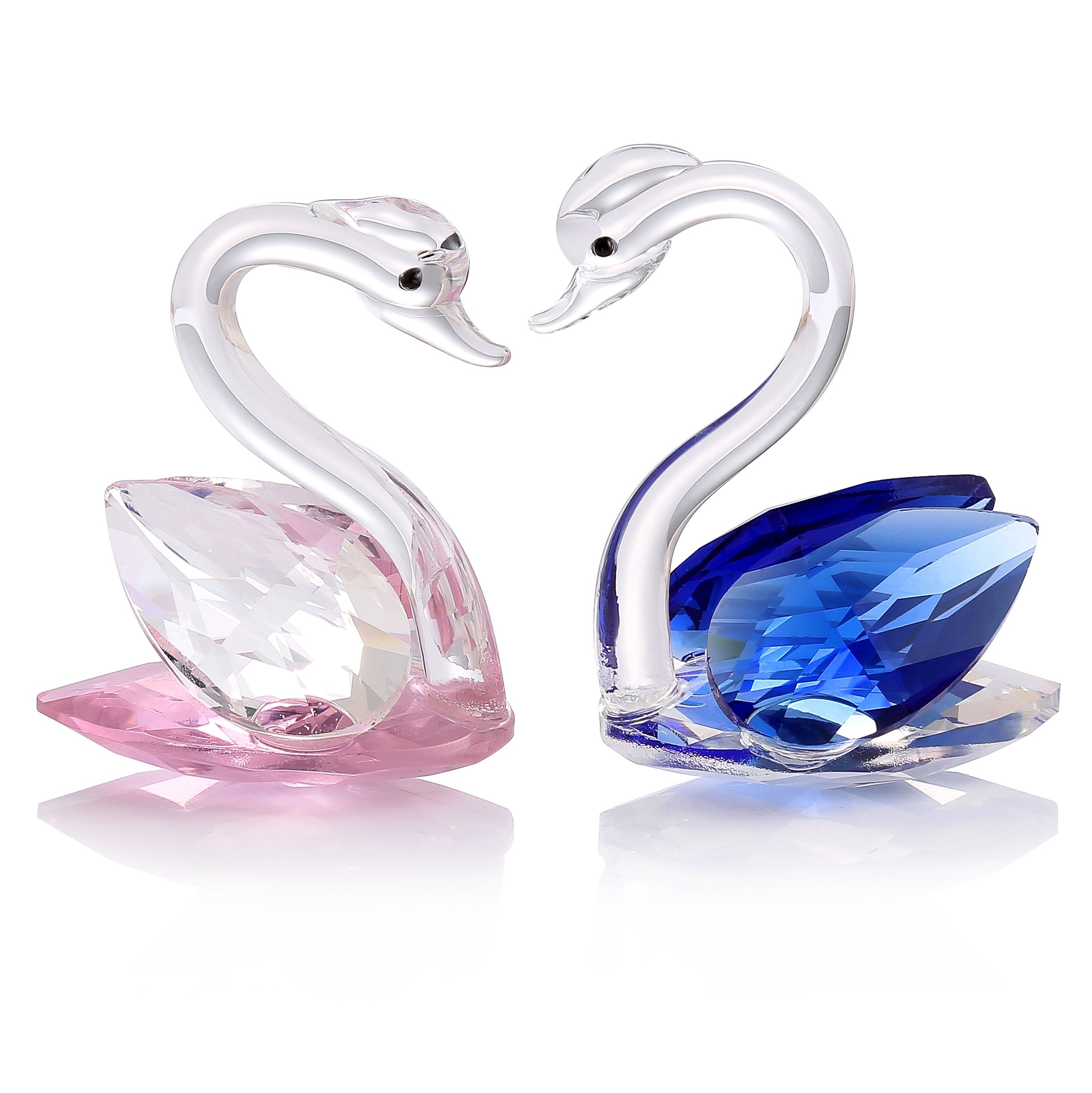 2Pcs Crystal Swan Crystal Aniamls Figurine,Collection Figurine Cut Glass Decorative Statue Animal Collection,Paperweight Home Decorations.(Clear) (Cinderella's Slipper) (The Swan)