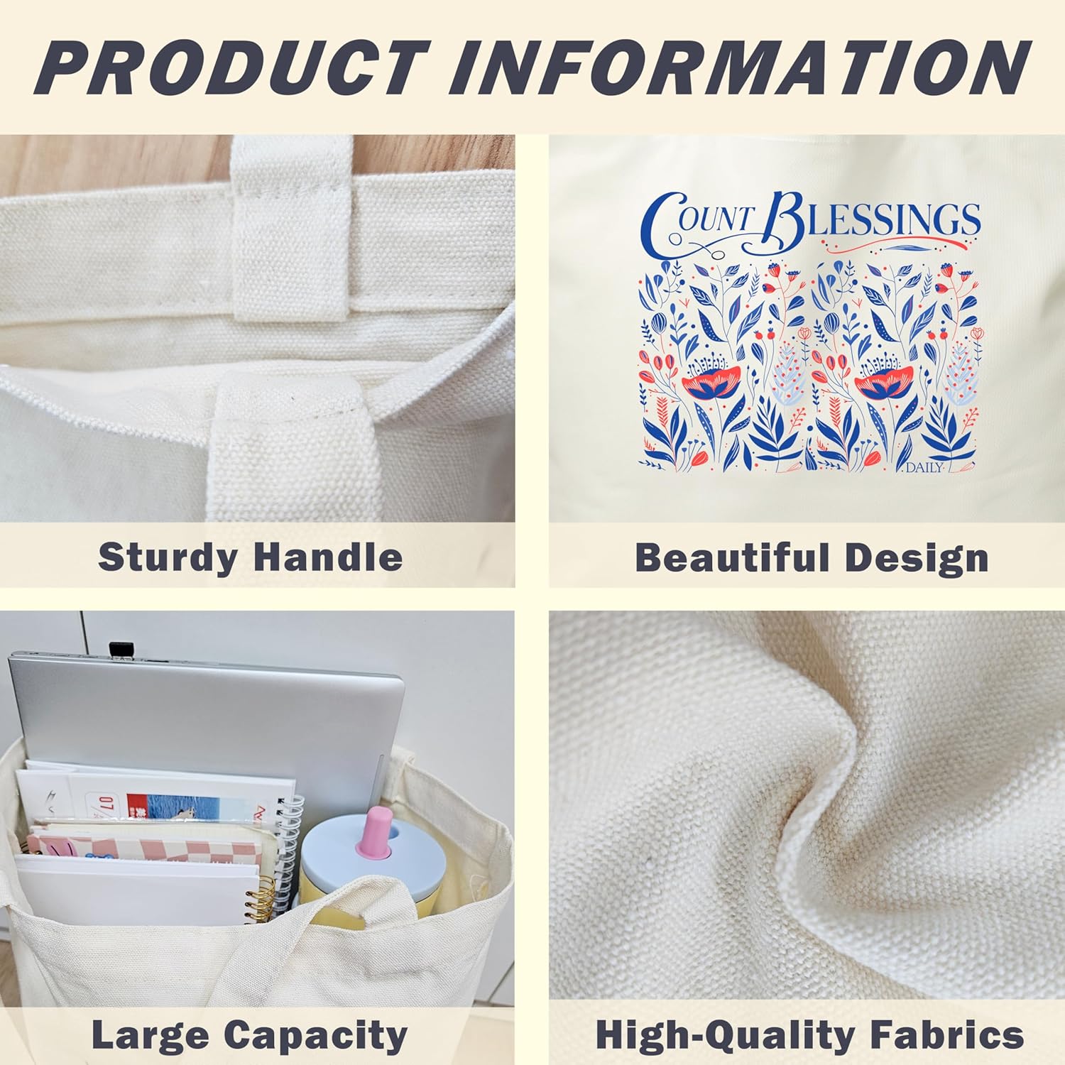 Women Bible Canvas Tote Bag, Religious Christian Inspirational Gifts, Reusable Boho Shopping Tote, Aesthetic Shoulder Bag, Thanksgiving Christmas Gifts For Friends Colleagues -A14 - Image 5