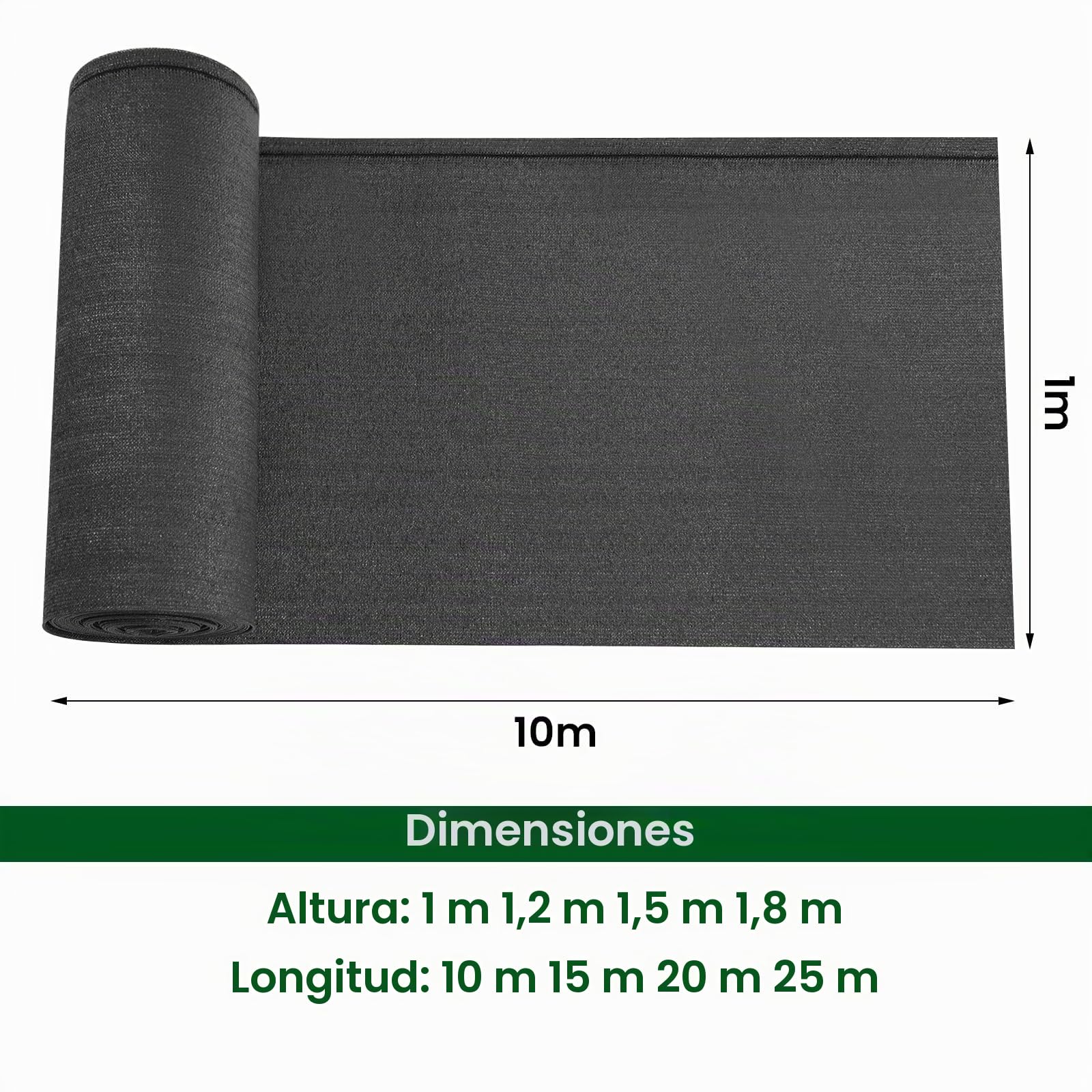 WOLTU Malla Ocultación 1x20 m, Pantalla para Jardín Patio, Malla Sombreo contra el Viento, con Ojales y Bridas, Tela HDPE 280 g/m², Valla Privacidad Anti-UV para Jardín y Huerto, Antracita