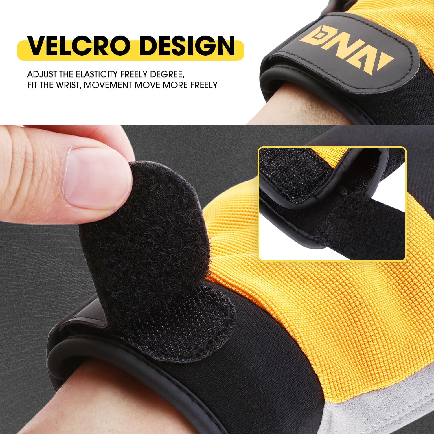 DNA MOTORING 2pair Multi-Purpose Utility Machanic Gloves, Flexible Breathable Touch Screen Performance Padded Knuckles Palm Work Gloves, Yellow/Gray, TOOLS-00583
