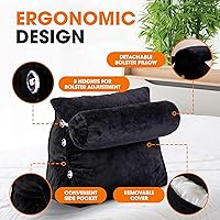 Vista 5 de Cheer Collection Almohada de cuña de lectura, almohada de lectura de cuña ajustable con soporte para el cuello, almohada de respaldo rellena