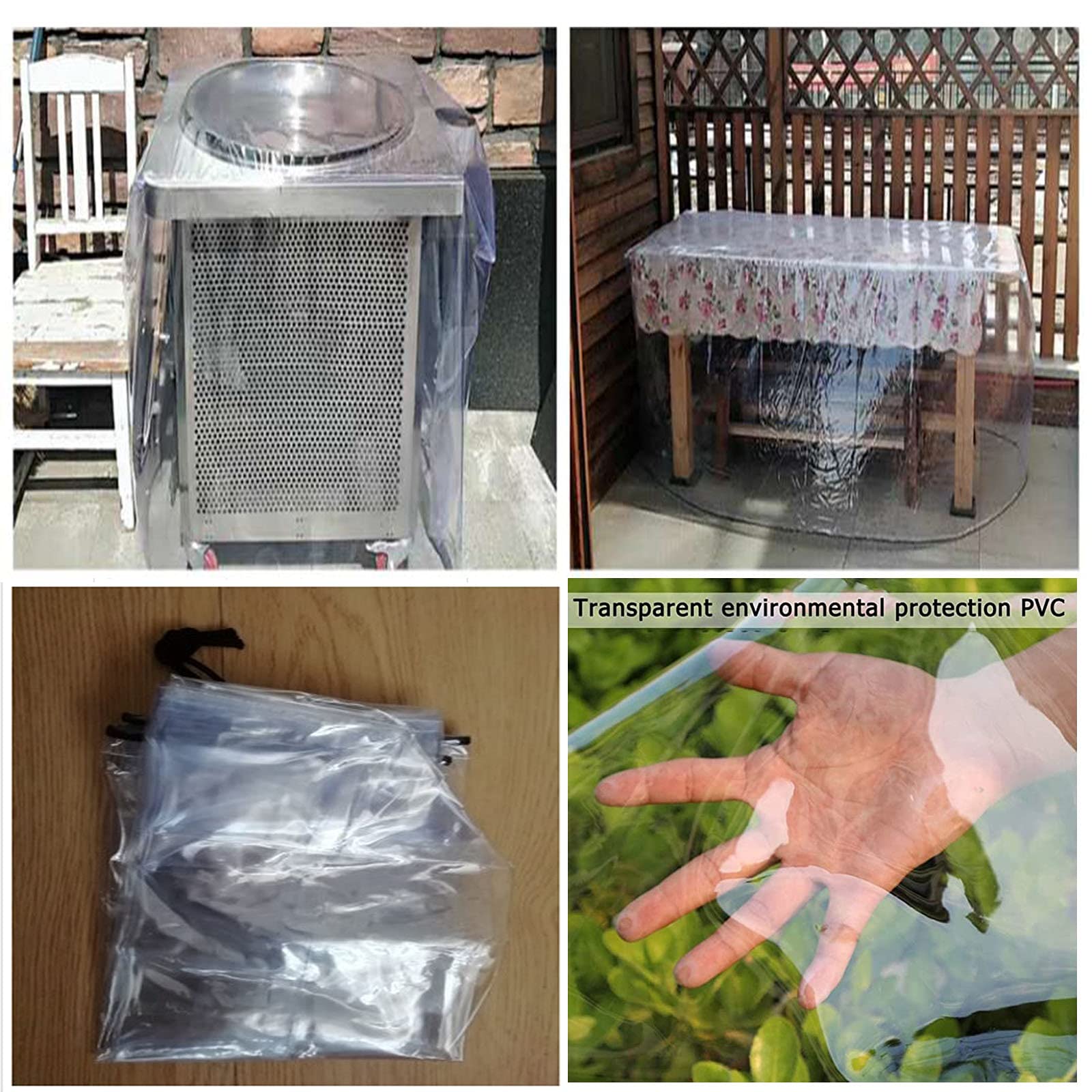 Copertura impermeabile per mobili da giardino, trasparente, per divano componibile da 2 a 12 posti, set di sedie da pranzo antivento e resistente agli strappi, personalizzabile, colore trasparente
