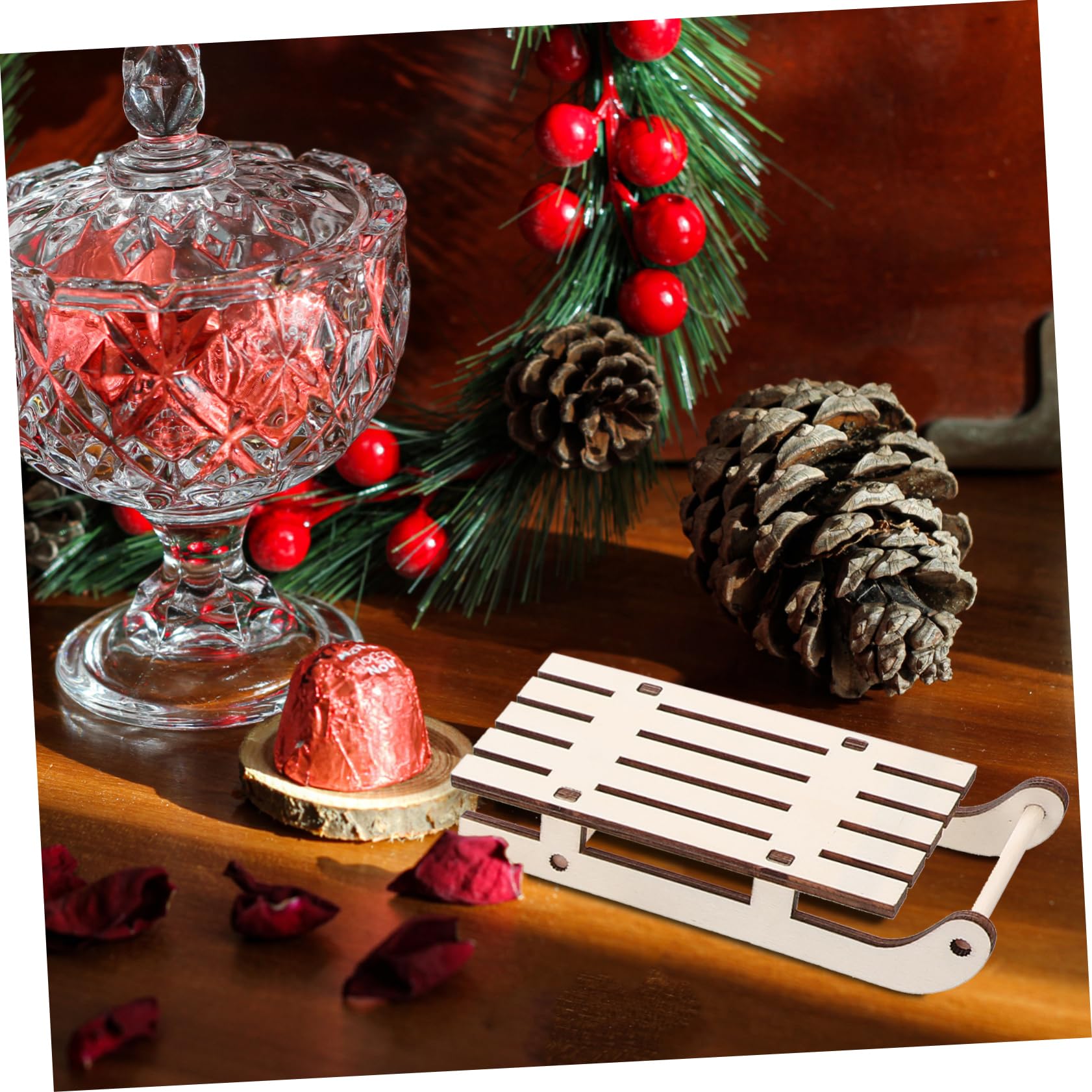 MAGICLULU 5 Sätze Weihnachtsschlitten Ornamente Mini Weihnachtsdekoration Für Den Schreibtisch Weihnachtsschmuck Weihnachtsfenster Clips Tischschlitten Miniatur Vintage 12 Stück * 5