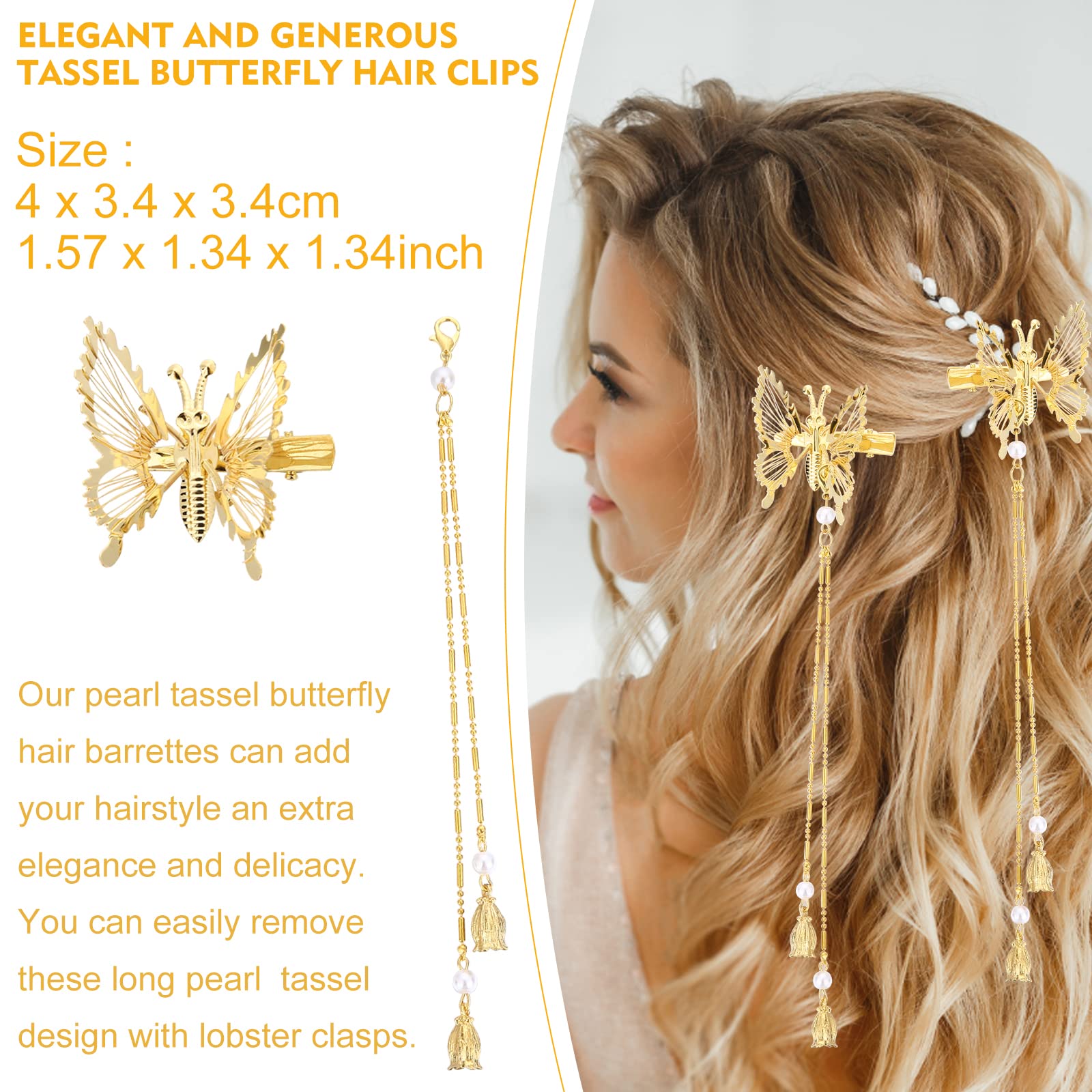 Amazon.com : ONCHSH 3D Moving Butterfly Hair Clips,Metal  display picture 3