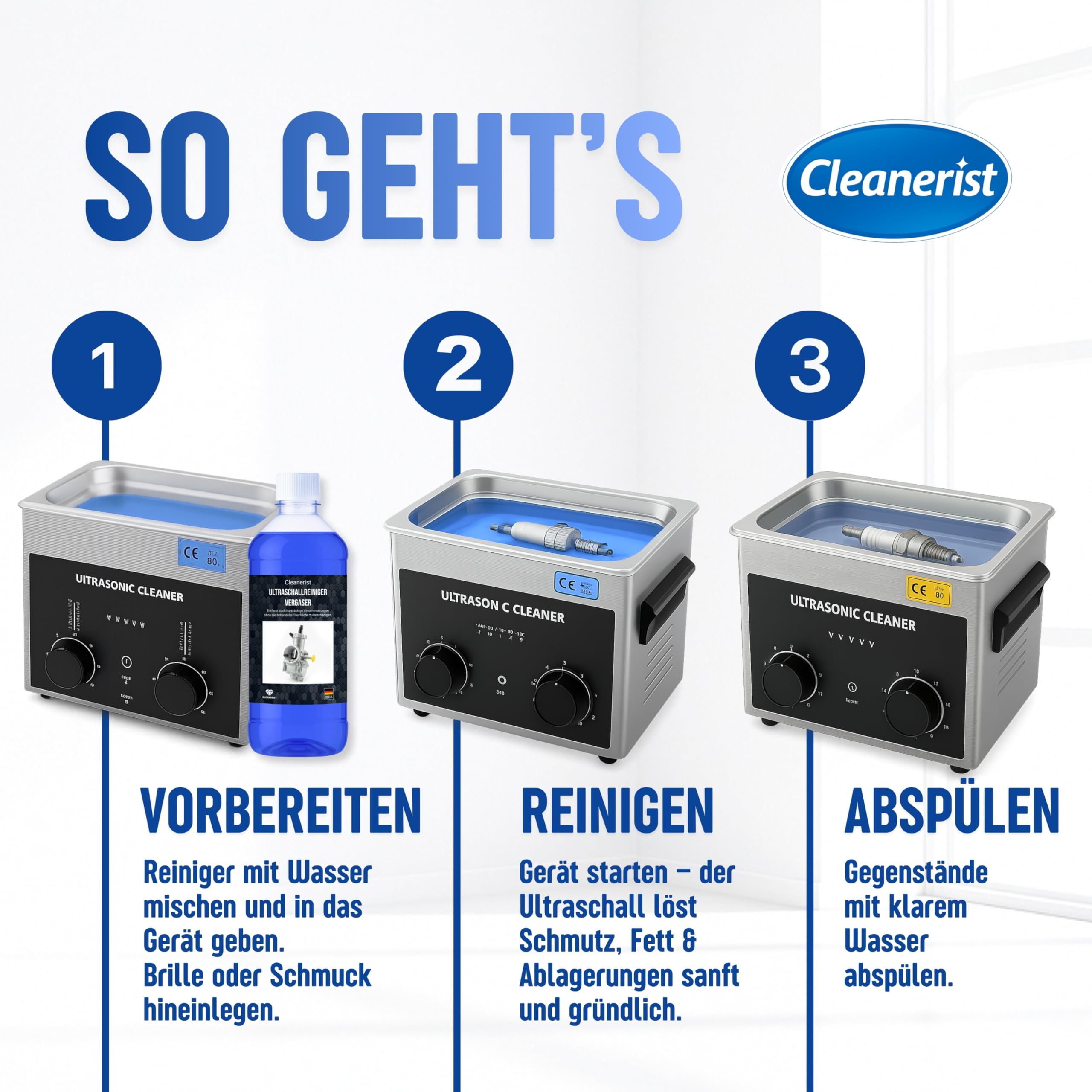 Cleanerist | 5L Ultraschallreiniger Werkstatt, Vergaser, Autoteile - Konzentrat für Ultraschallgeräte zur Kfz-Reinigung von Motoren, Bremsanlagen, Wellen, Pumpen, Düsen – gegen Schmutz, Öl & Fett