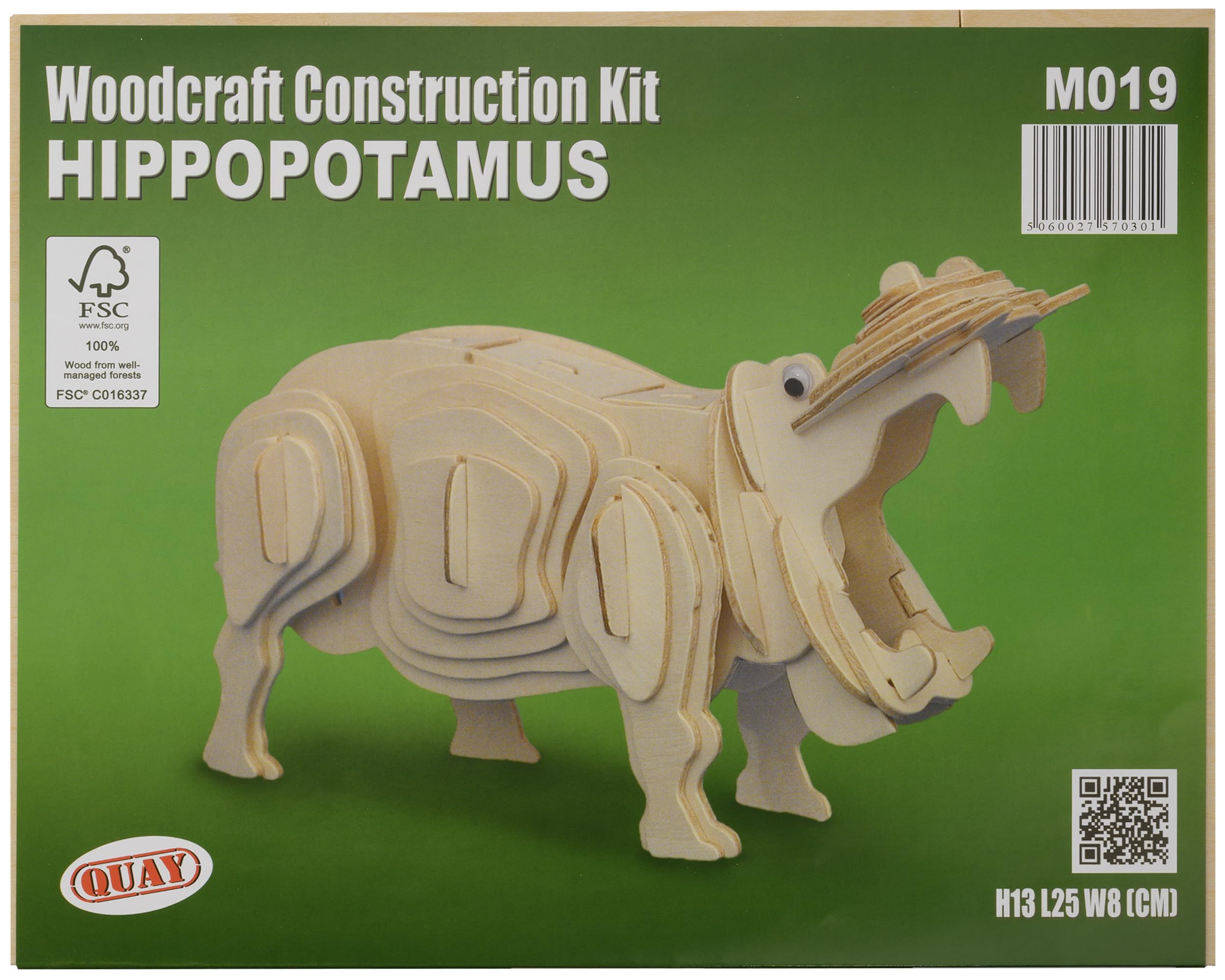 Quay Ippopotamo Kit Di Costruzione In Legno FSC - Modellino 3D Da Assemblare, Pressofuso, Ecologico