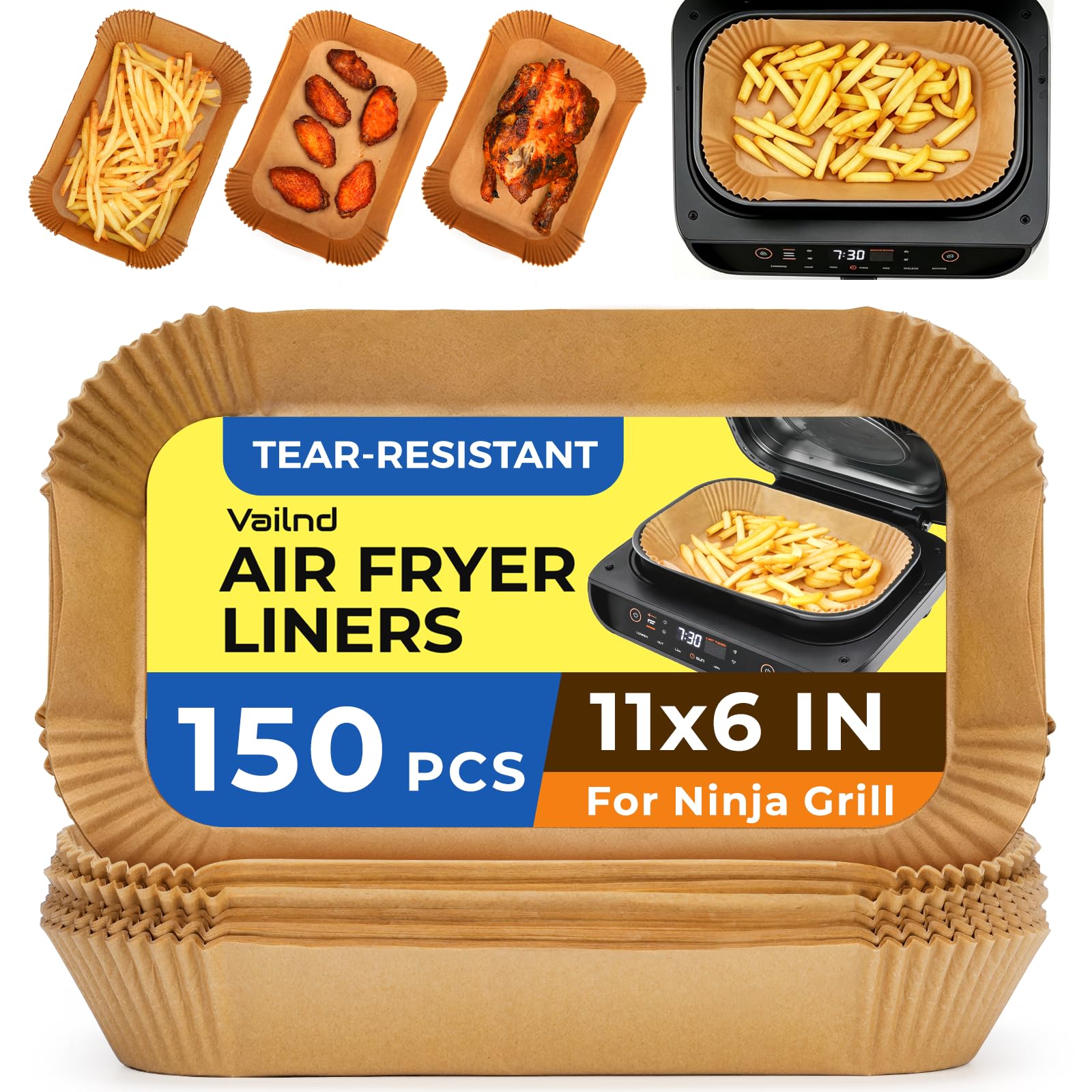 Vailnd 150Pcs Air Fryer Liners Disposable 11" X 6" for Ninja Smart XL
