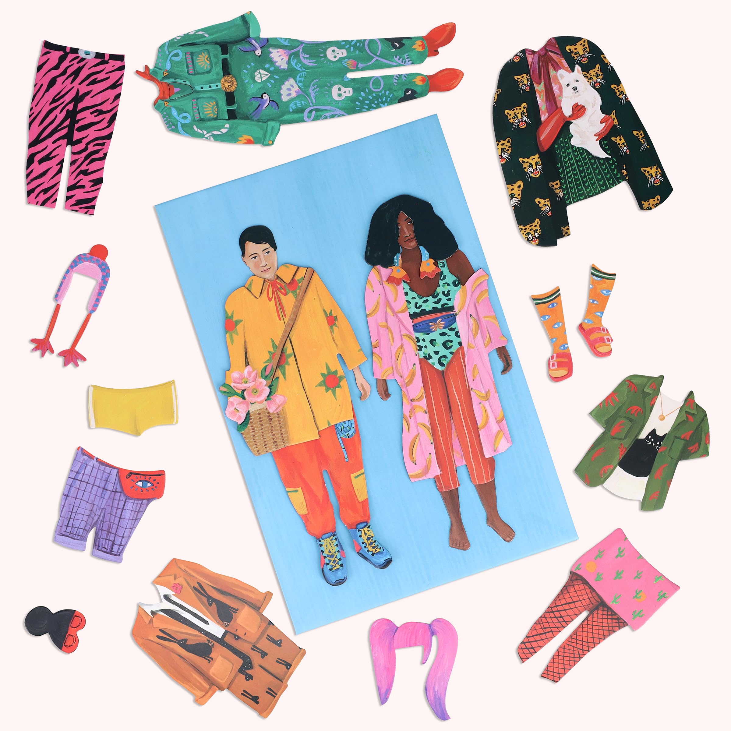 Chronicle Books Fearless Fashion Magnetic Dolls | Mix-N-Match Set | 4 Dolls, 50 Pieces, Thousands of Combinations