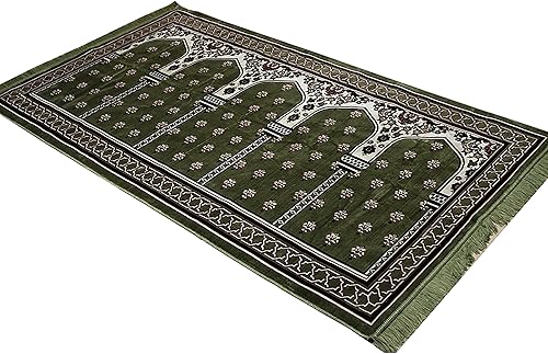 Miniatura 3 de Modefa Alfombra de oración islámica turca  Janamaz Sajada para múltiples personas para reuniones familiares o grandes y en grupo, tapete ancho de