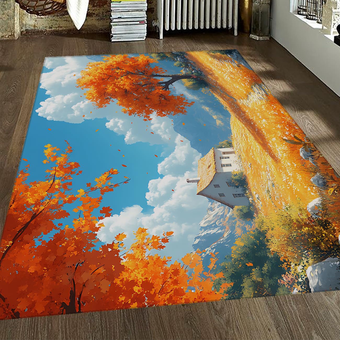 Tapis de salon 60x120cm décor d'automne lavable et moderne
