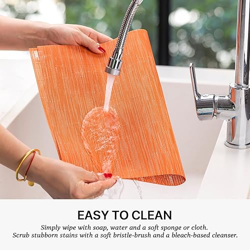 Miniatura 31 de LEXMORE Juego de 6 manteles individuales tejidos de vinilo/plástico para mesa de cocina, interior/exterior, lavables, manteles individuales lavables