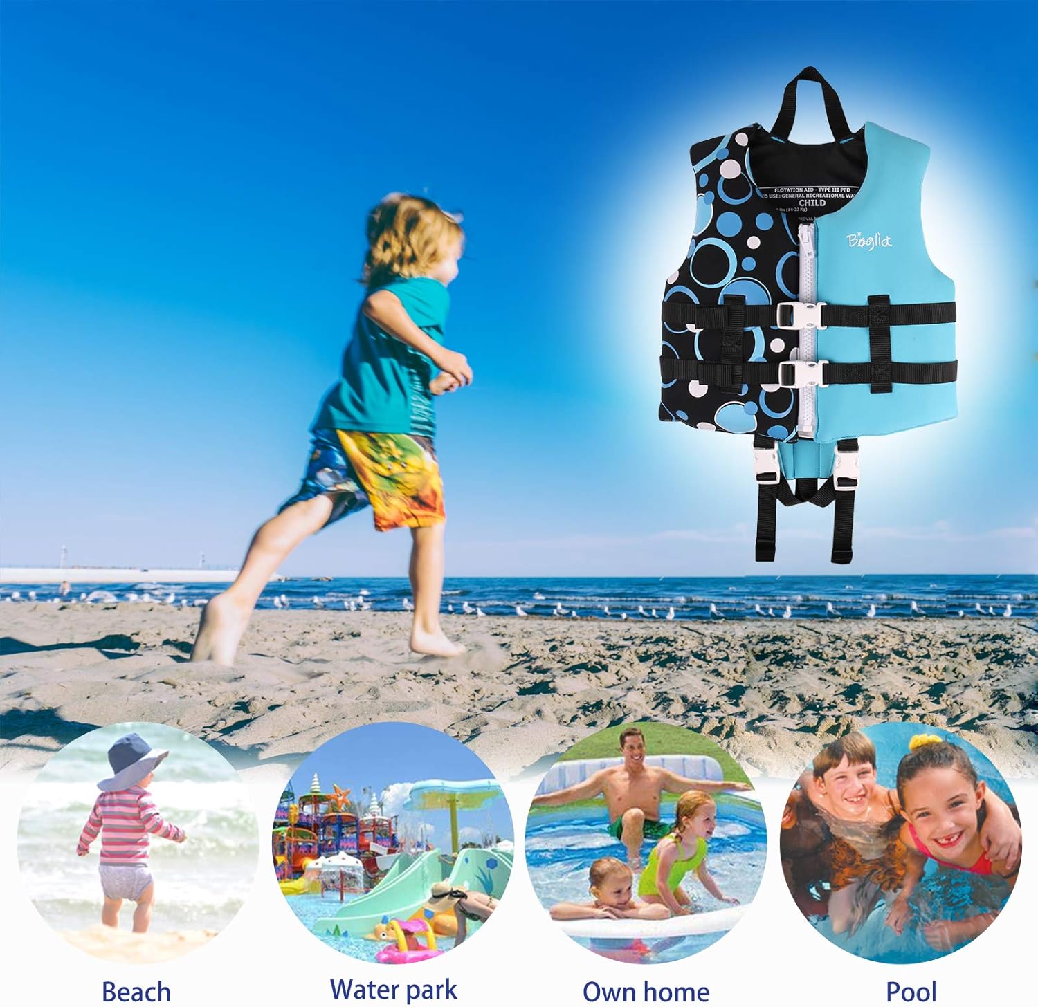 Toddler Swim Vest, Floaties for Toddlers, Kid Vest Floation Swimsuit Swimwear with Adjustable Safety Strap for Unisex Children, Bubble : Everything Else