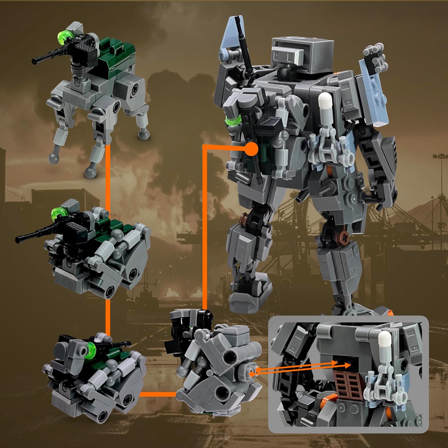 MyBuild Armed Forces Alpha Pathfinder 6020 – Recon Tactical Mech with Scout Drone & K9 Support Bot | Articulated Robot Model | Ages 14+