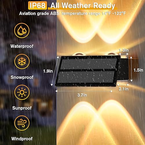 Miniatura 6 de Uspring Paquete de 4 luces solares para cerca, luces solares ultra brillantes para cerca, luces solares de arriba y abajo, luces solares para