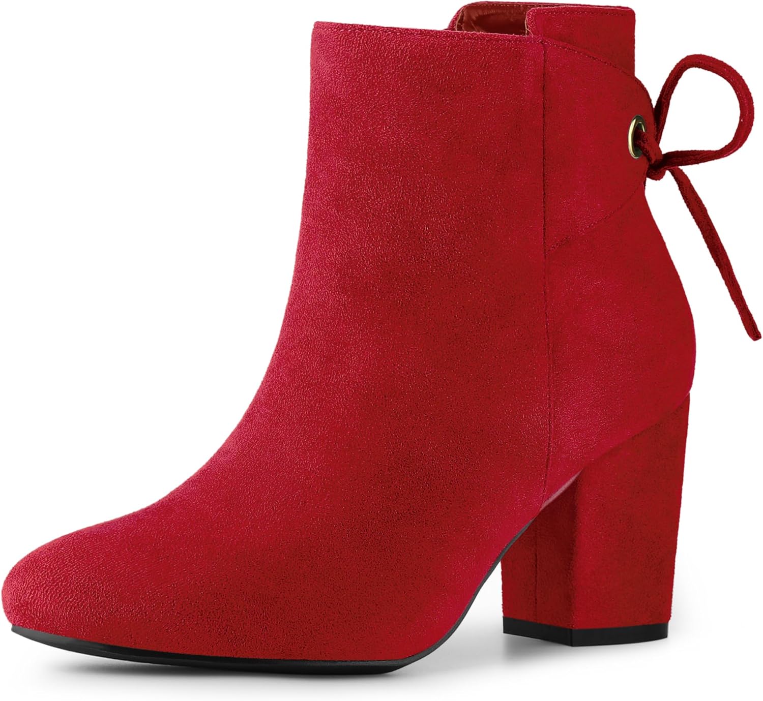 Perphy Round Toe Lace Up Chunky High Heels Ankle Boots for Women