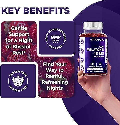 Miniatura 5 de Vitamatic Melatonina 10 mg por gomita  60 porciones  60 gomitas vegetarianas  Suplemento sin hábito