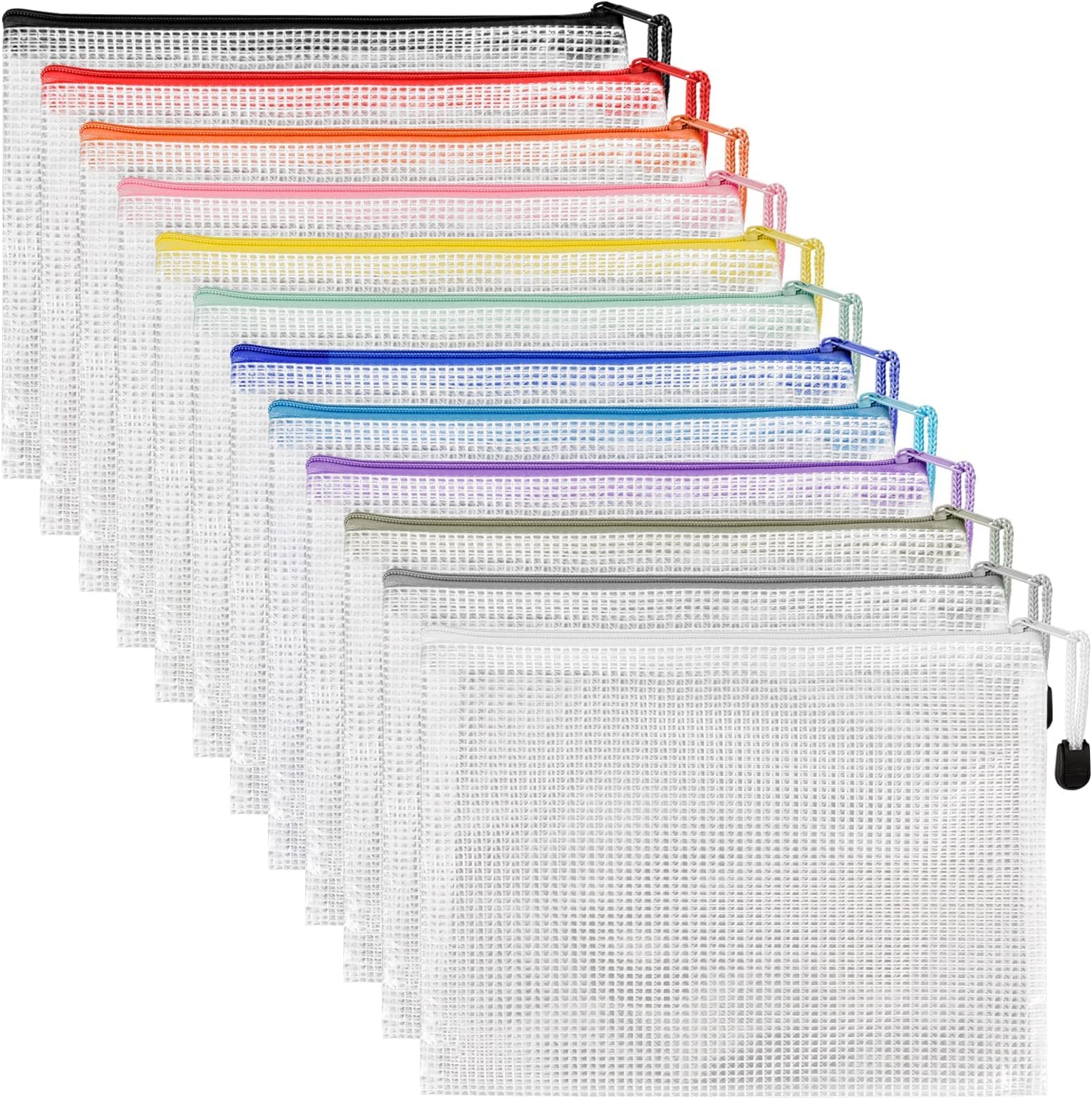 40x A6 Dokumententaschen Wasserdicht - Mit Reißverschluss, Halbtransparent, Inkl. Haftnotizen