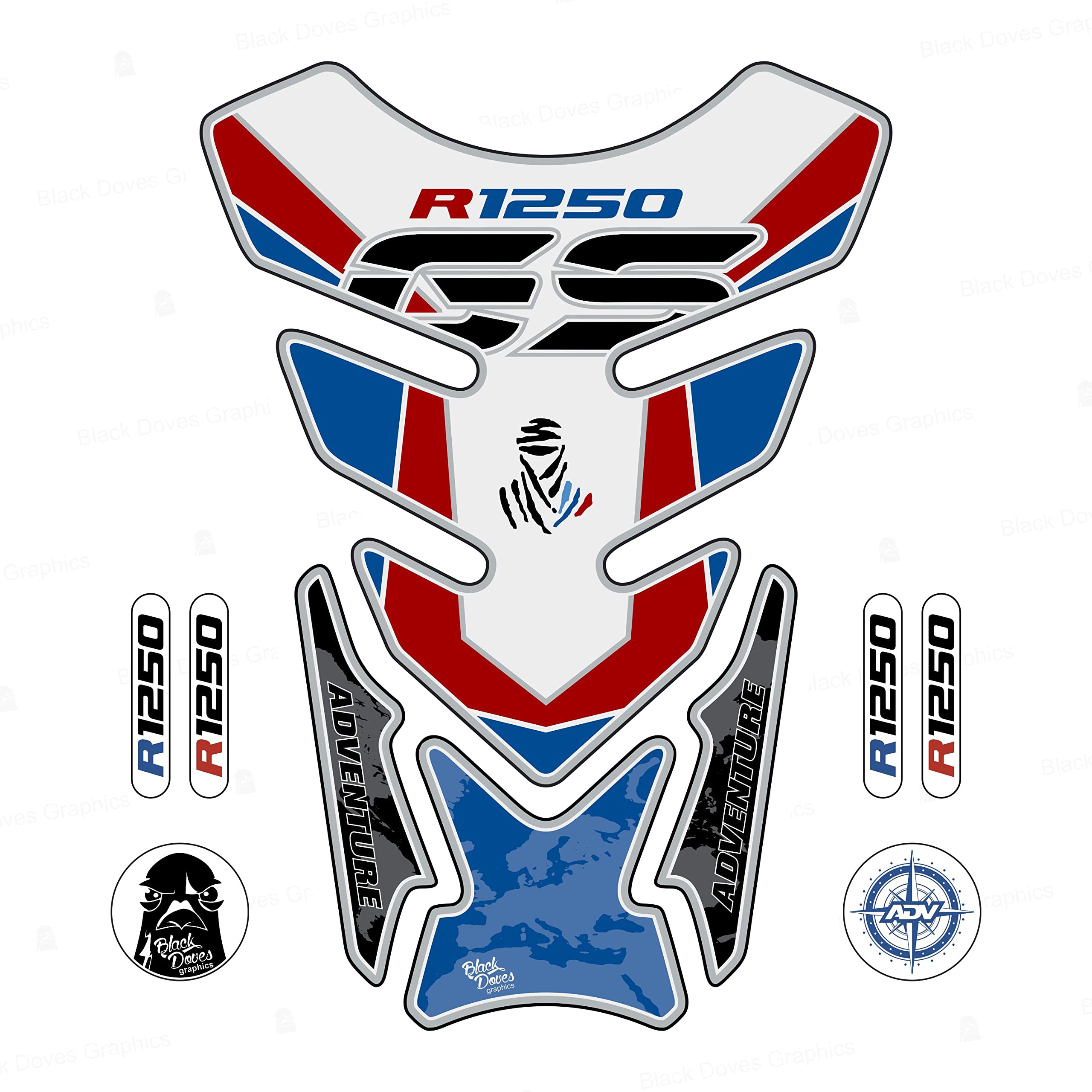 Protège-réservoir Adhésif 3D Résine Compatible BMW R 1200 GS Adventure – Tank Pad 205 X 140 Mm
