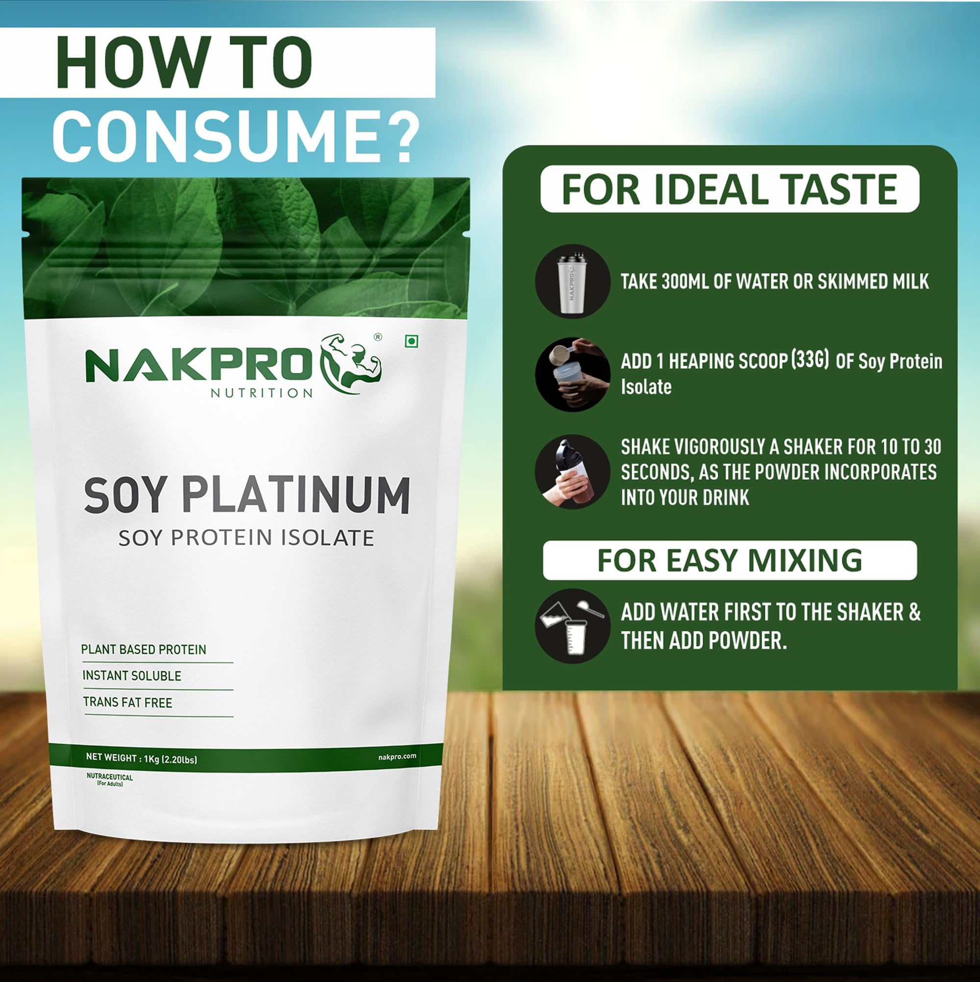 NAKPRO NUTRITION 100% Soy Protein Isolate | Chocolate - 2kg (1kg*2) | 27.87g Protein |Plant Based Protein Powder — Amazon image 6