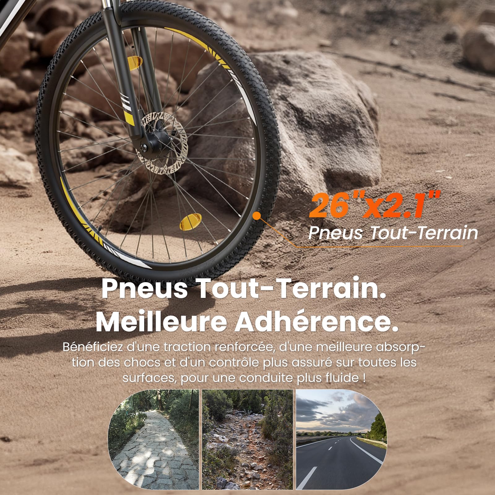Touroll U1 Vélo Électrique 26" 29" VTT Électrique Adulte 250 W Batterie Amovible 13AH Autonomie 65 km E-Bike 21 Vitesses