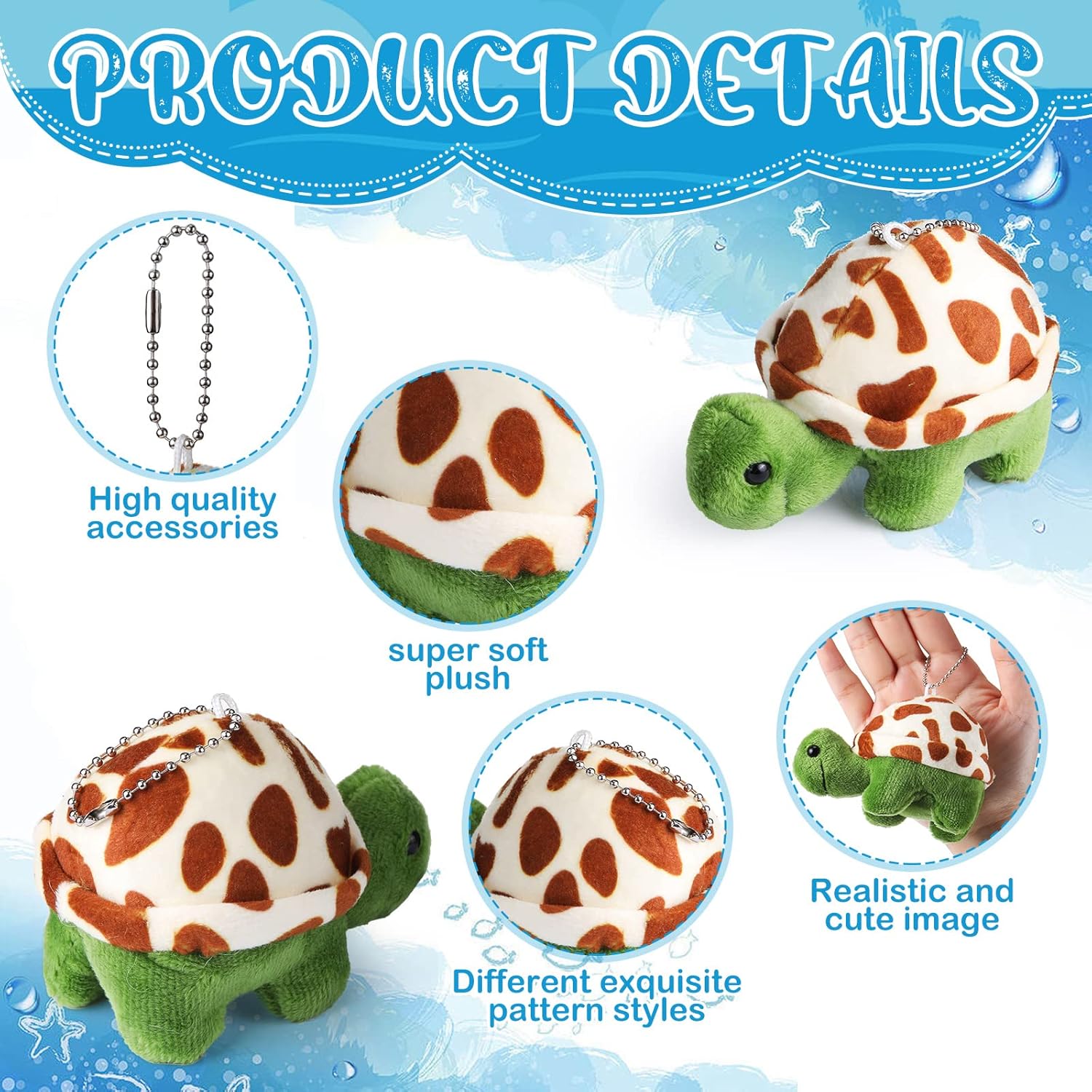 Hungdao 36 Pcs Mini Turtle Stuffed Toy Bulk Small Turtle Plush Toys Soft Cute Stuffed Animal Decor Animal Sea Party Favor for Adults Ocean Birthday, 2.7 x 3.7 Inch