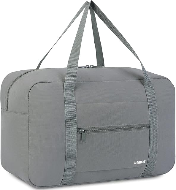 Small Cabin Bag 40x20x25 for Ryanair Airlines Foldable Underseat Travel Bag Water-Resistant Hand Luggage Bag Holdall Bag Weekend Overnight Bag for Women Men by WANDF (Grey 20L)
