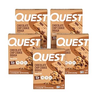 Quest Nutrition Chocolate Chip Cookie Dough - High Protein, Low Carb, Gluten Free, Keto Friendly, 2.12 Oz, 20 Count 4 Packs of 5