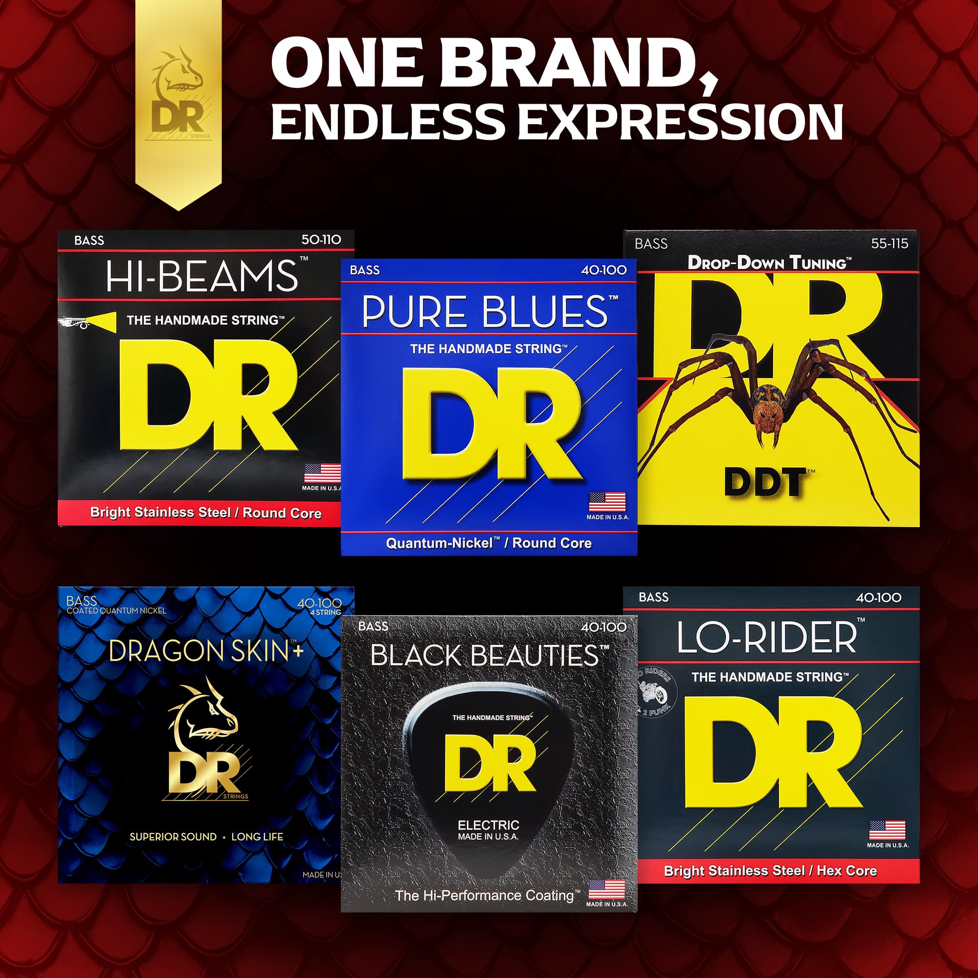 DRAGON SKIN+™ DBSM6-30 Struny basowe ze stali nierdzewnej powlekane - doskonały dźwięk z wygodnym uczuciem i długą żywotnością: 6 średnich strun wieloskalowych 30-125