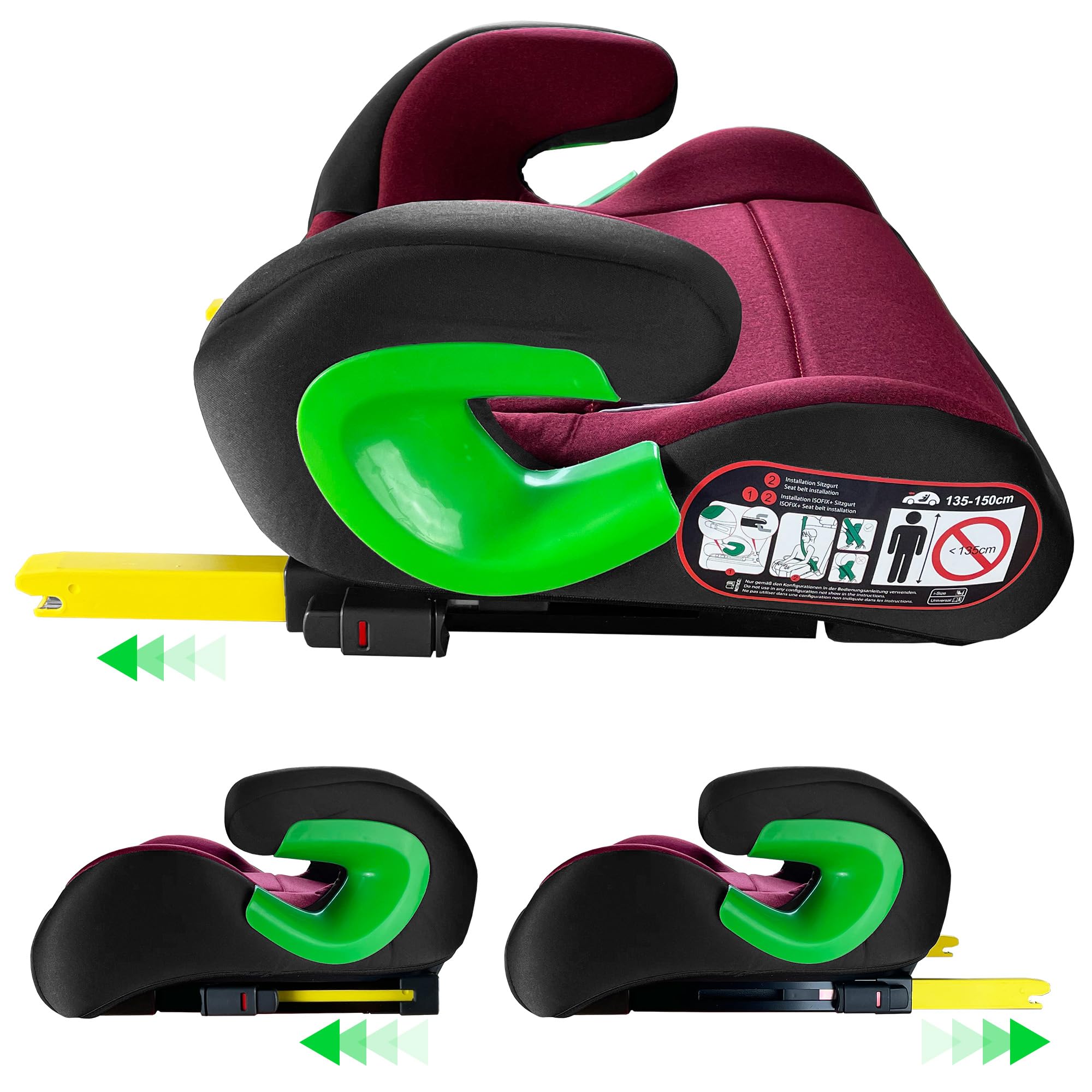 XOMAX KBH310 Rehausseur de siège pour enfant avec ISOFIX I évolutif I 15-36 kg, 3-12 ans, groupe 2/3 I ECE 8