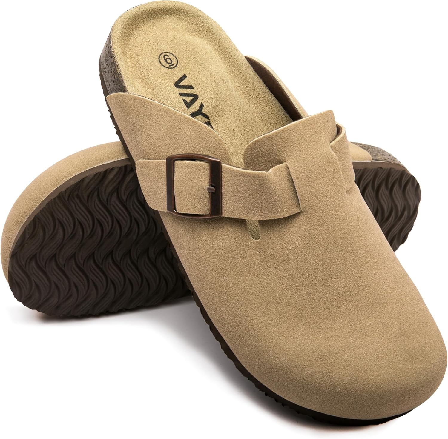 スエード クロッグ ポテト シューズ コルク フットベッドサンダル コンフォートミュール アーチサポート スリッポン スリッパ