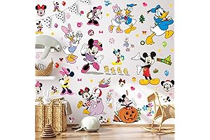 124Pcs Mickey Wall Stickers for Kids, Cartoon Character Stickers for Boys Room