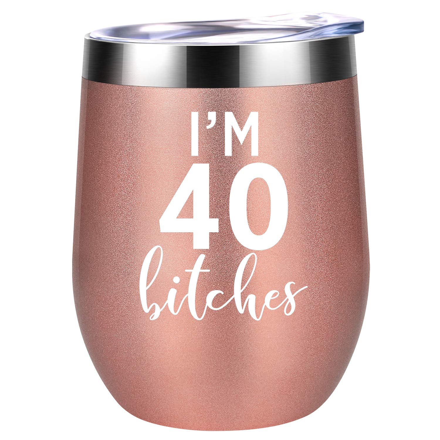 I'm 40 - 40th Birthday Gifts for Women - Funny Turning 40 Year Old Birthday Gifts Ideas for Wife, Mom, Sister, Aunt, Friends, Coworkers - Forty Birthday Gifts for Women, Her - Coolife Wine Tumbler