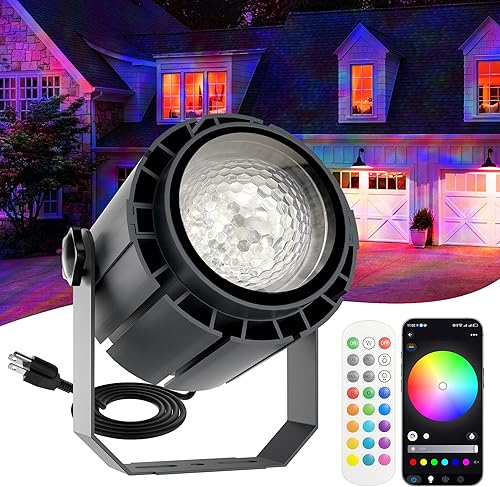 Umidkin Proyector LED de ondas oceánicas de 150 W, proyector de efecto de onda de agua RGBW al aire libre con control remoto RF y control por Umidkin Proyector LED de ondas oceánicas de 150 W, proyector de efecto de onda de agua RGBW al aire libre con control remoto RF y control por