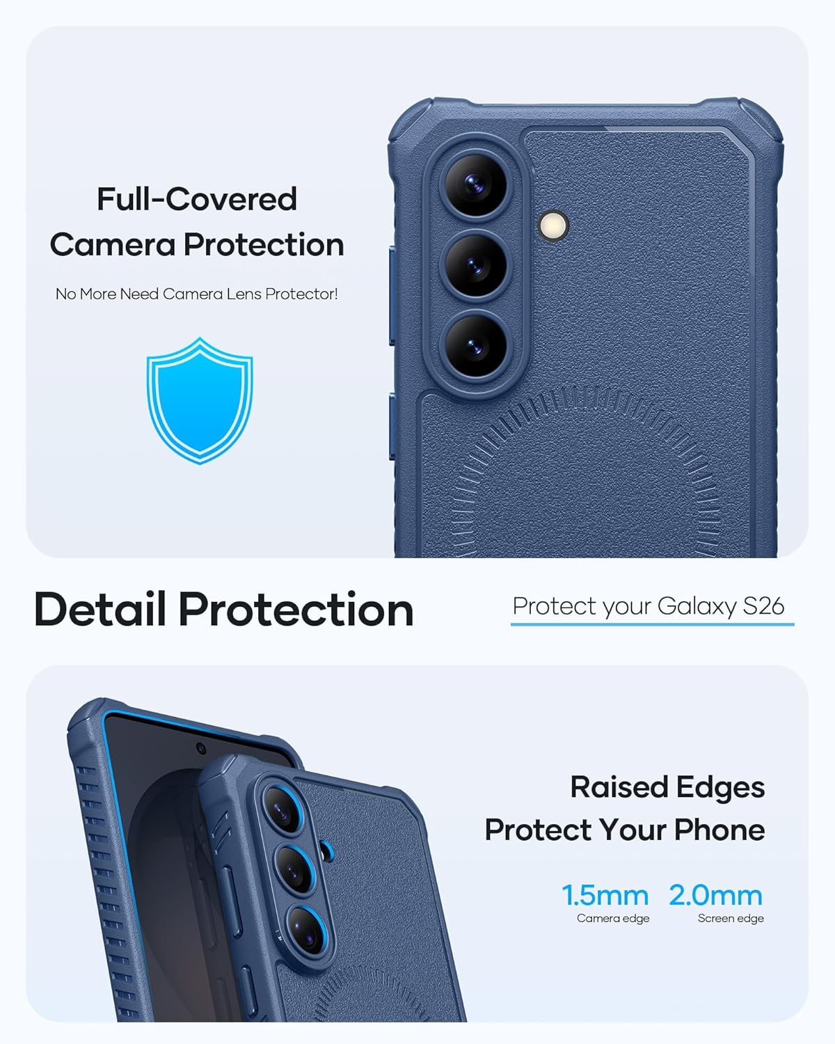 Vihibii for Samsung Galaxy S26 Magnetic Case with Kickstand, Compatible with MagSafe, Full Lens Protection, Rugged Military Grade Drop, Women Men Slim Phone Case for Galaxy S26 6.3", Blue