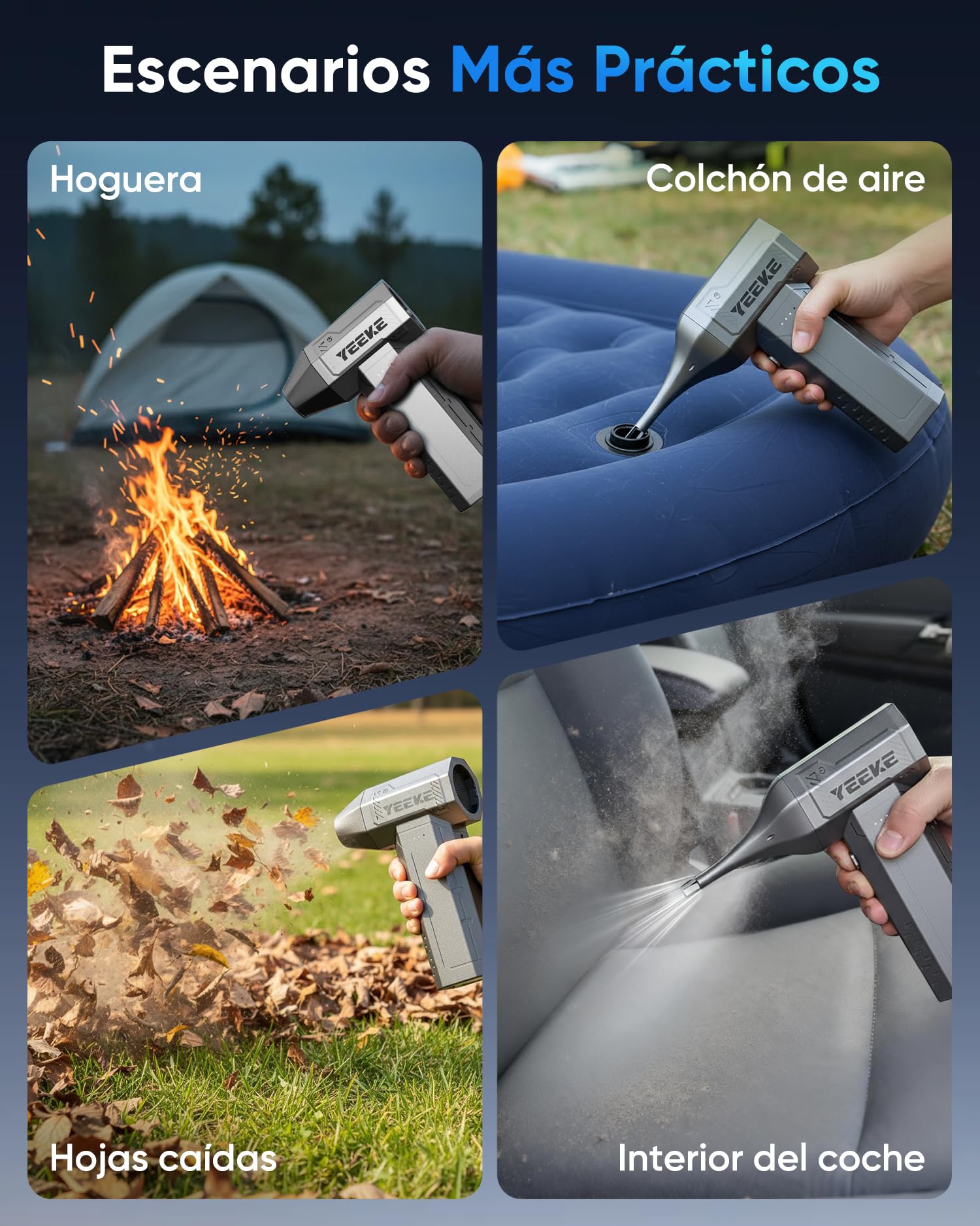 Soplador de Aire Potente, Aire Comprimido Limpieza PC 180000RPM, Mini Soplador Aire 10000 mAh Con Carga Rápida | 4 Velocidades | LED, Ideal para Limpiar Ordenadores de Juegos, Teclados y Coches