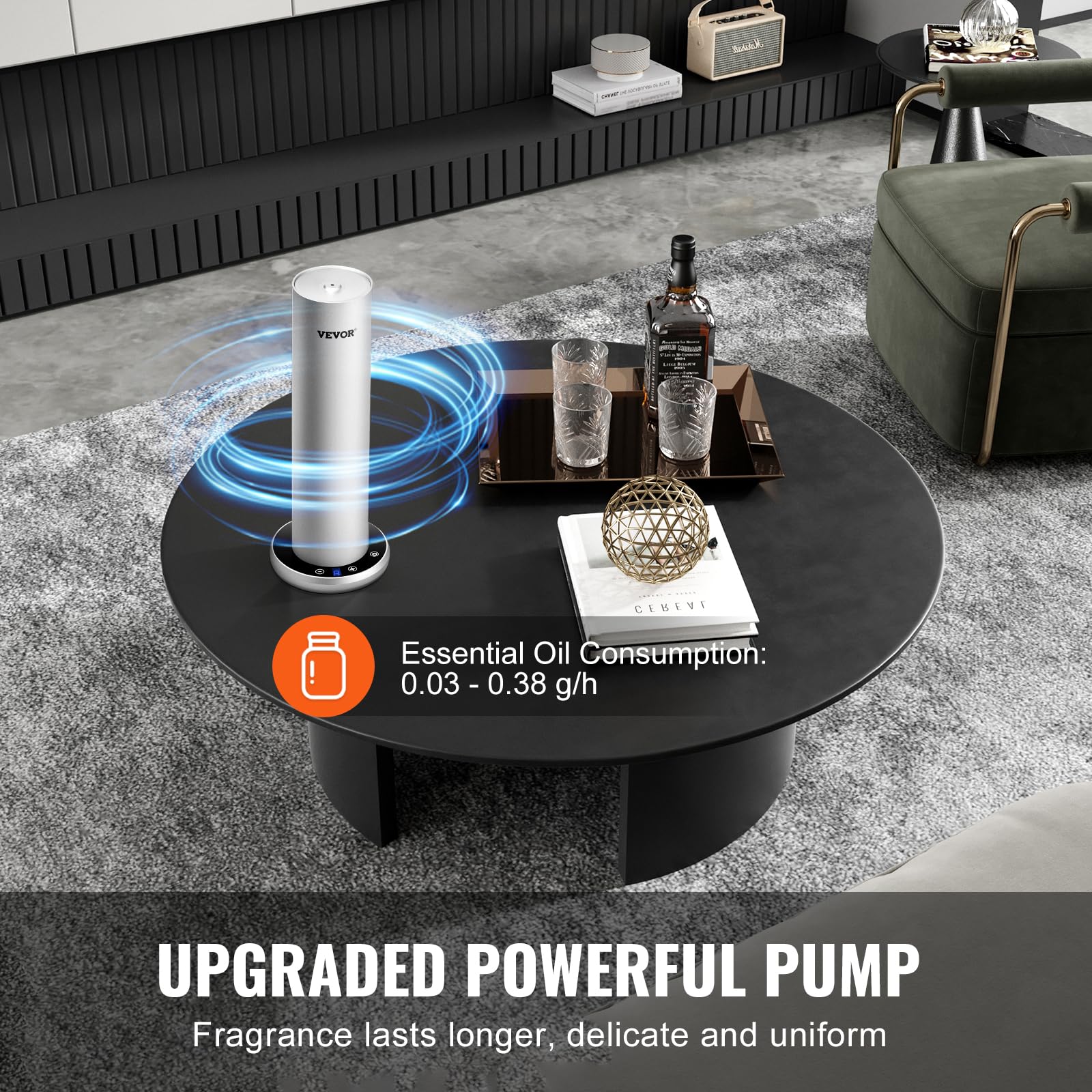 VEVOR Máquina de Aire perfumado para el hogar, Difusor de Aire frío Inteligente Bluetooth de 120 ml, Difusor de Aire perfumado con Aceite Esencial sin Agua, Máquina de aromaterapia de pie para SPA