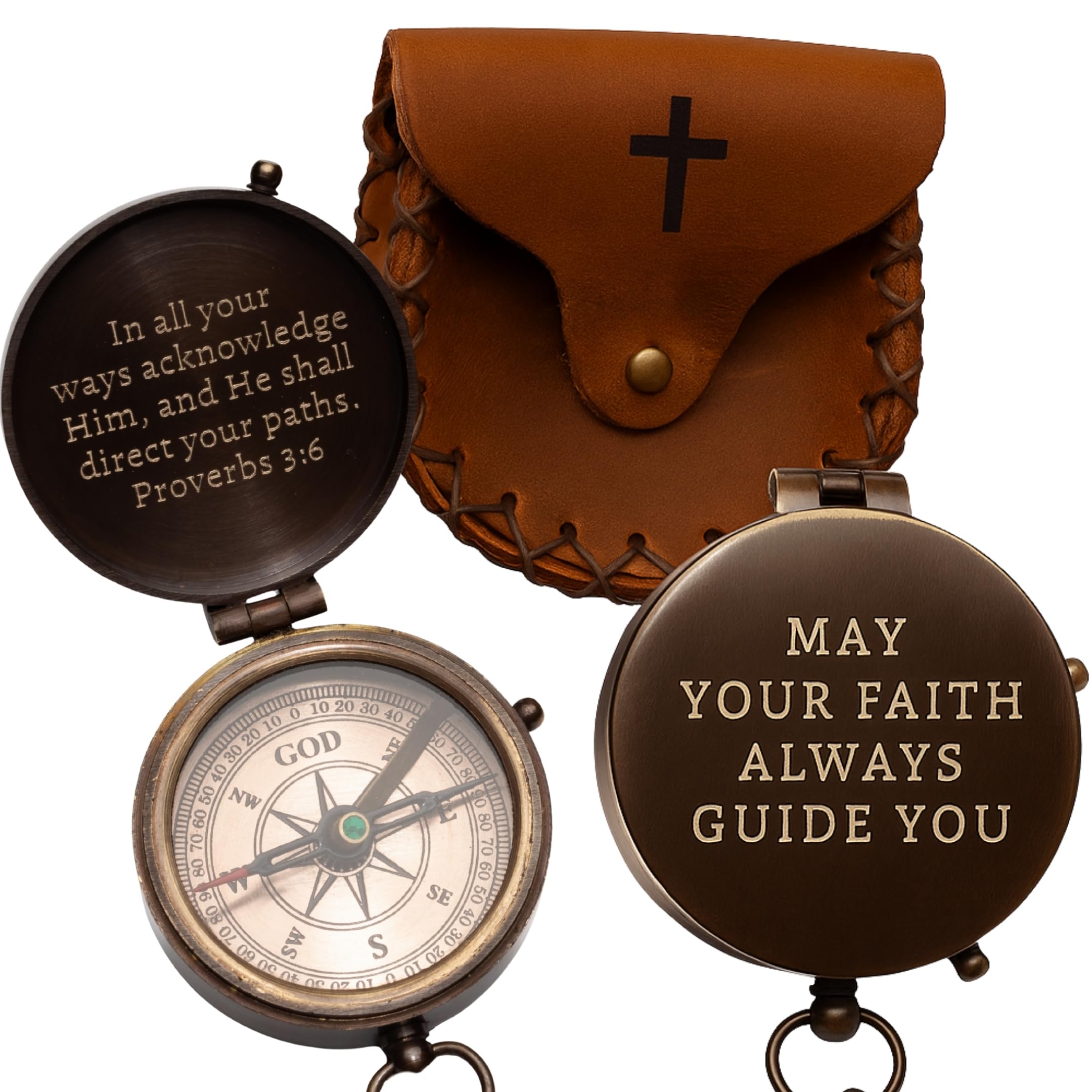 Baptism Gifts for Boys – Engraved Christian Compass with Scripture – Religious Catholic Keepsake for Christening, First Communion, or Confirmation – Faith Compass Gift for Godson, Son, or Grandson