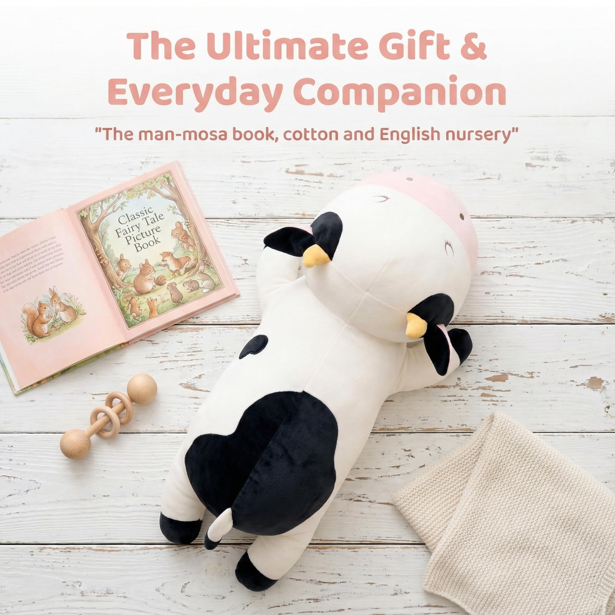GAGAKU - Peluche di mucca da latte pesante, peluche di mucca da latte pesante per l'ansia, dolce peluche cuscino giocattolo regalo per bambini e adulti 66 cm