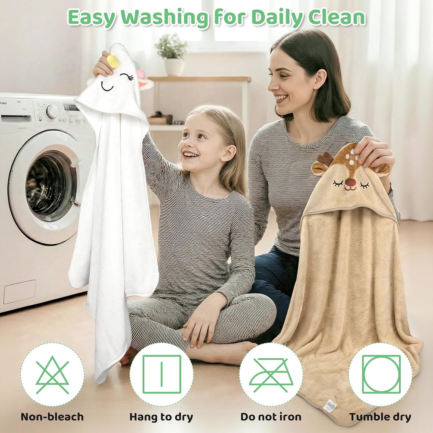 9 PCS Baby Bath Towels for Infants Toddlers, 3 PCS Animal Hooded Baby Towels & 6 PCS Washcloths Set, Ultra Absorbent Soft Cute Newborn Bath Essentials Gifts for Boys & Girls