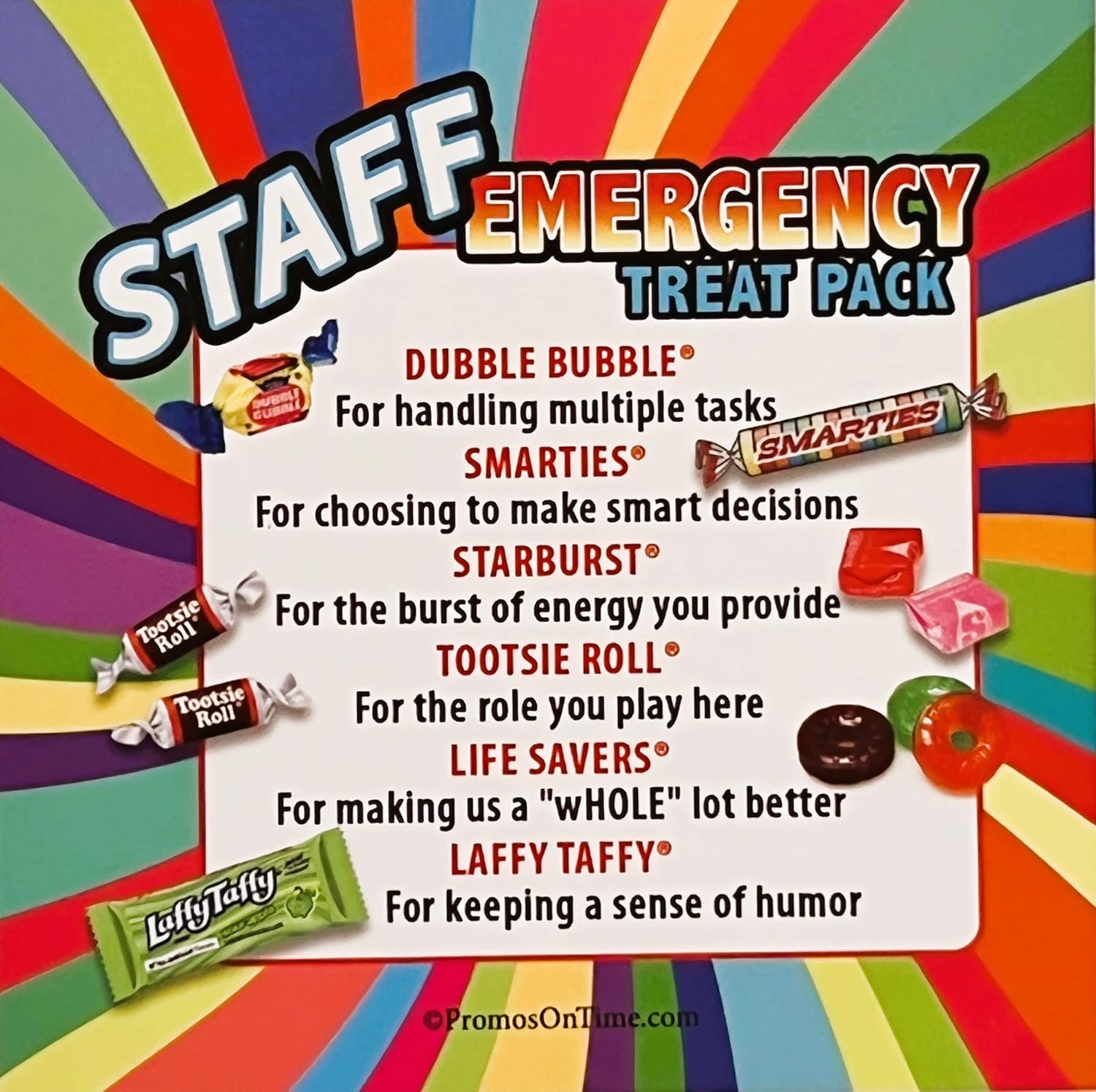 Staff Emergency Treat Pack (Set of 25) Employee Appreciation Goody Bags Gifts