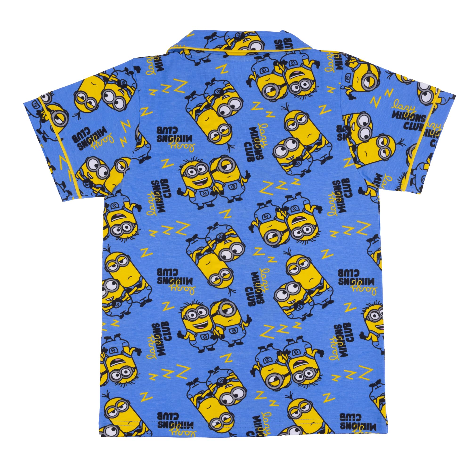 Minions, Cattivissimo Me/Despicable Me, 100% Cotone con Bottoni Pigiama a Maniche Corte, Blue, Blu