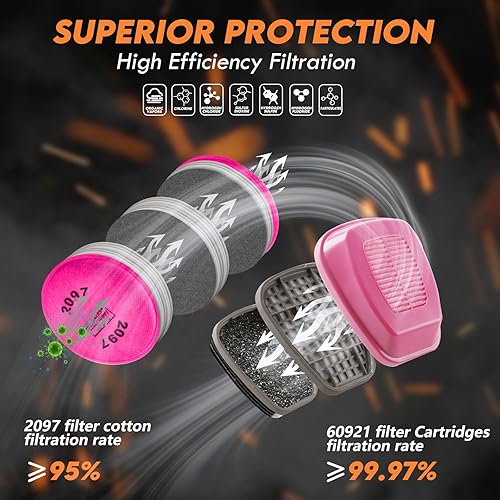 Miniatura 3 de Máscara de gas respirador de cara completa 6800 máscara respiradora reutilizable con filtros 60921 y 2097 - Máscara antipolvo antiniebla contra
