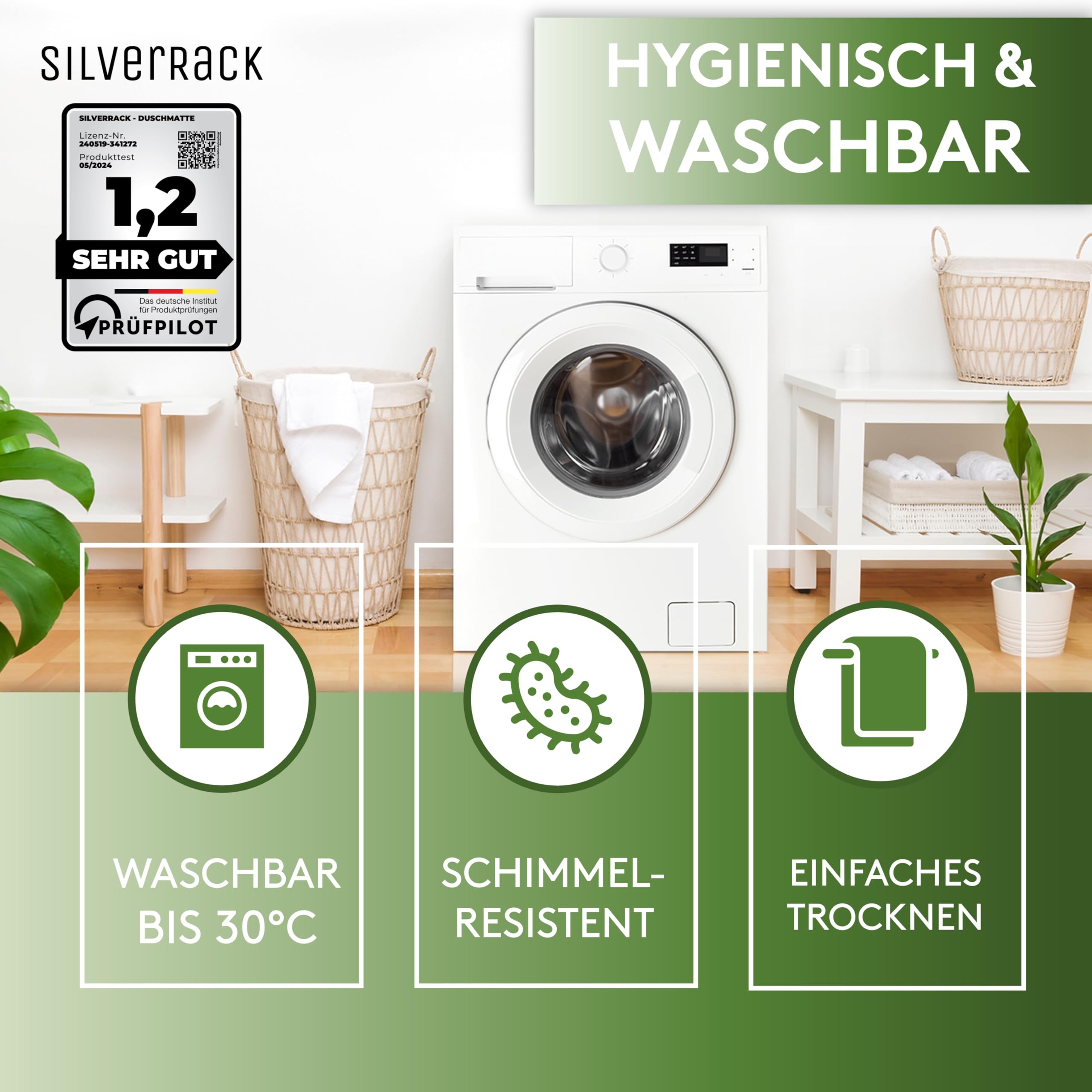 SilverRack Antypoślizgowa mata prysznicowa dla dzieci, 53 x 53 cm (motyw delfina) – mata antypoślizgowa pod prysznic bez BPA dla dzieci – mata łazienkowa, antypoślizgowa, nadaje się do prania w pralce