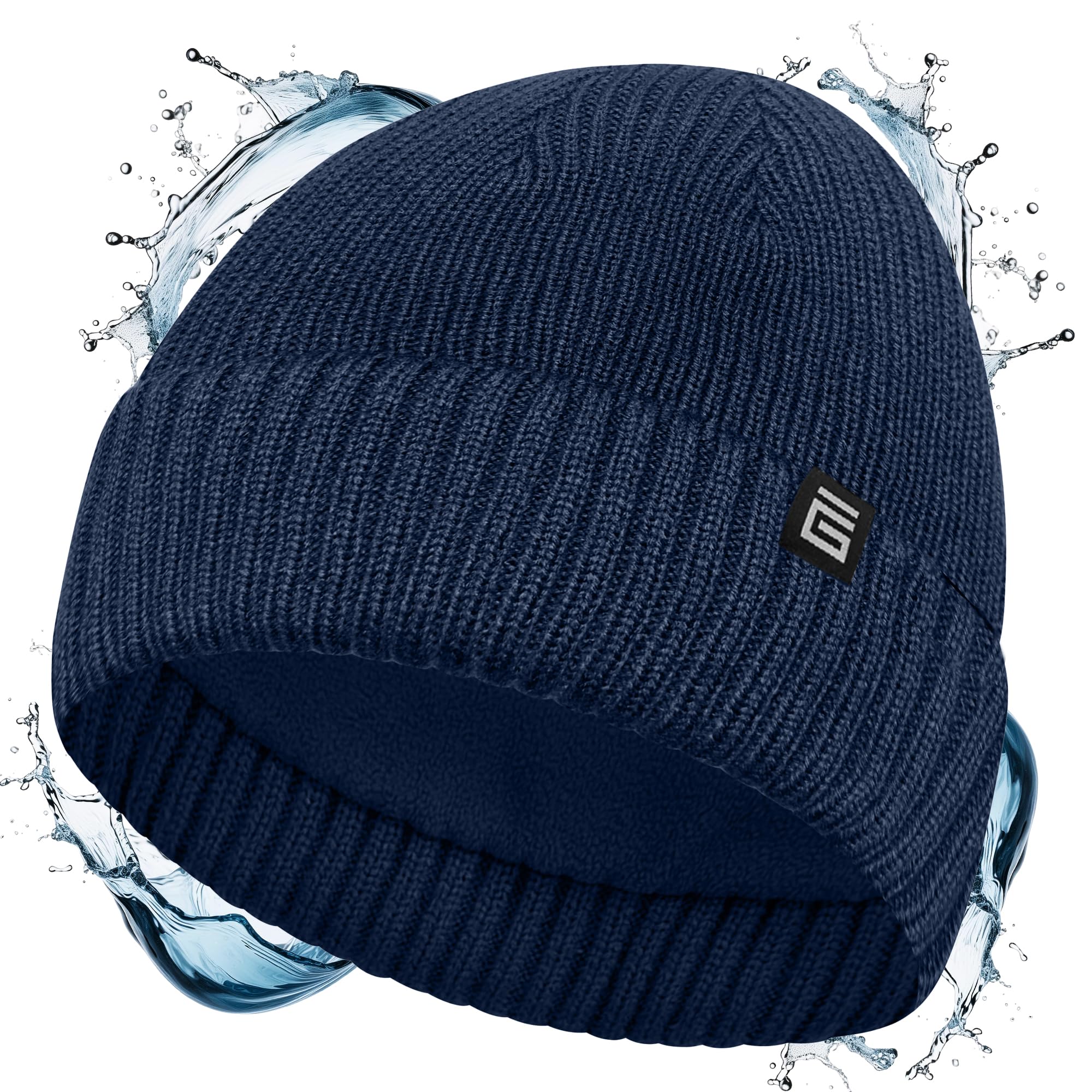 GioviciWooly Waterproof Beanie Hat for Men and Women - Stretchy Fleece Lined Waterproof Beanie Hat - Thick Warm Mens Hats for Cold Winter Weather - Premium Beanie Hats for Men UK