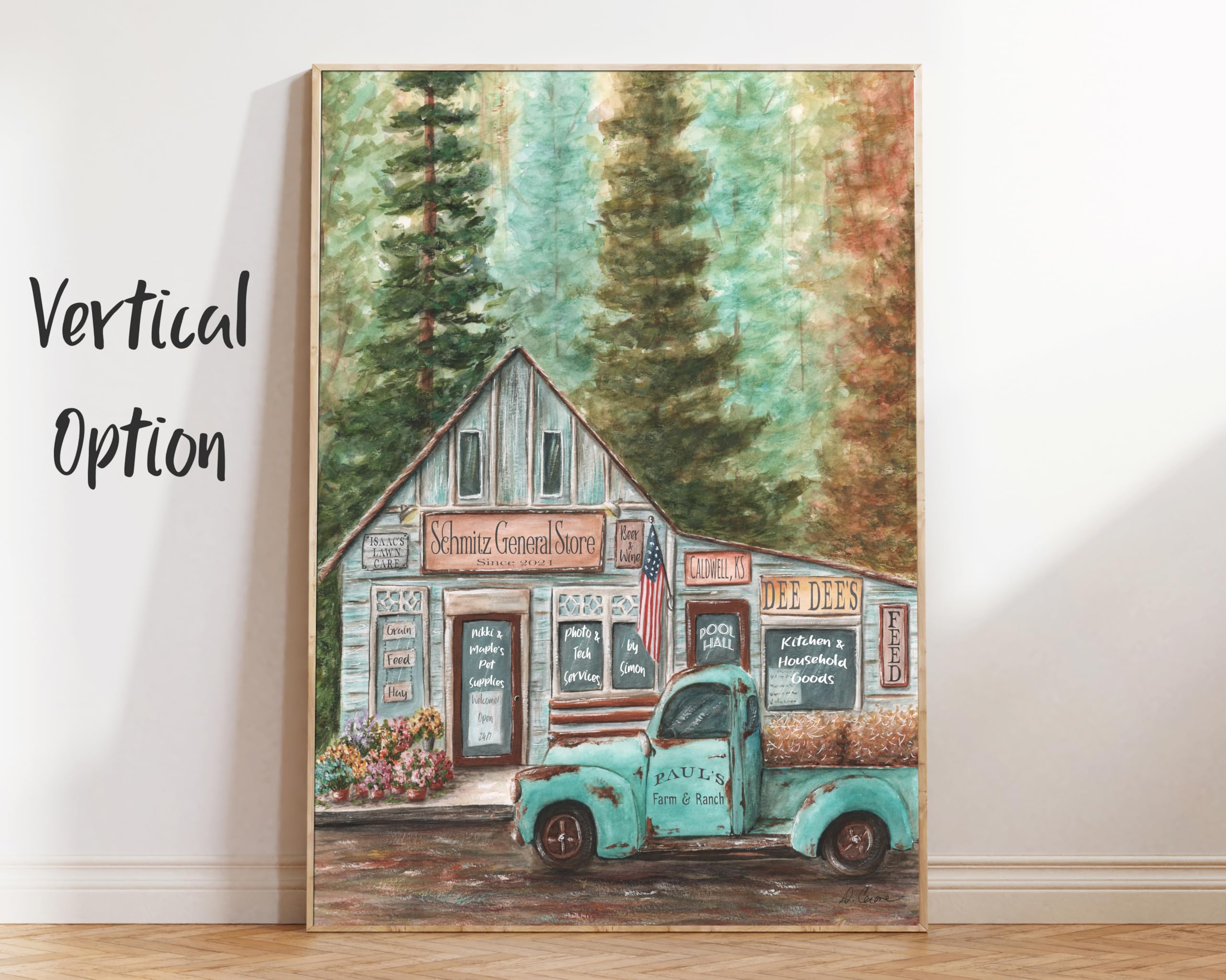 StephenKenny 活版印刷 ポスター TRUCK FURNITURE Amazon.com: Personalized Rustic Pickup Truck - Print or Canvas