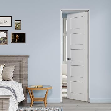 24" x 80" Prehung Door Interior, Tempered Frosted Glass Slab Doors with Jamb Kit, Solid Core MDF Interior Door for Bathroom Pantry Laundry, Easy Assemble - Right Handed Silver Hinge