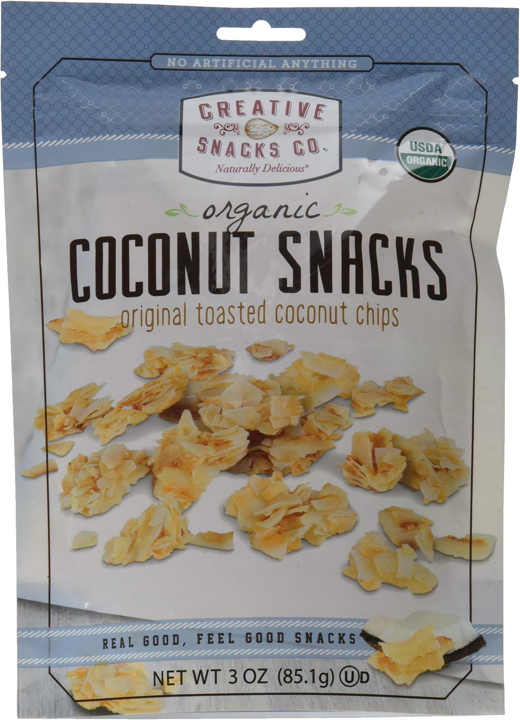 Creative Snacks, Naturally Delicious Organic Toasted Coconut Chips, 3 oz