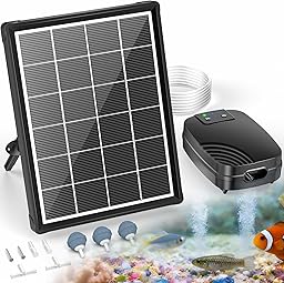 POPOSOAP 4W Solar Pond Aerator, Solar Air Pump for Pond with 2200 mAh Battery Backup, 3 Modes & Separated Solar Panel for Small Outdoor Pond Fish Tank Hydroponics